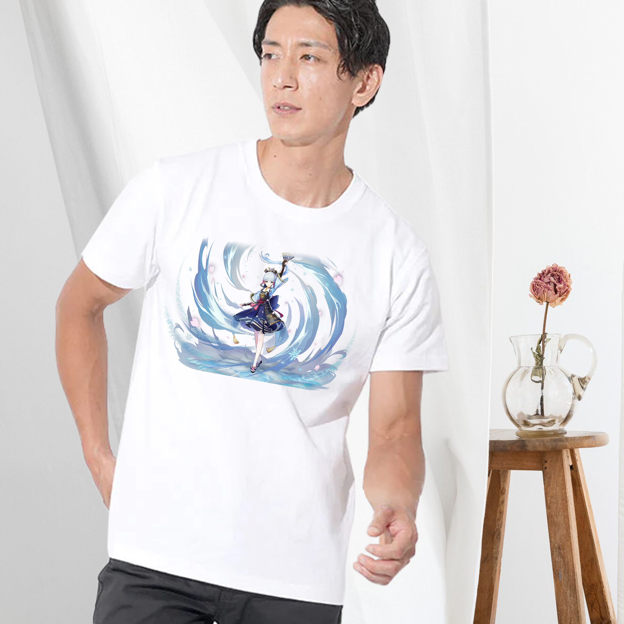 げんし神 神里綾華 神宮寺レン genshin Kamimiya Ren 綿100％半袖Tシャツ（フロントプリント）