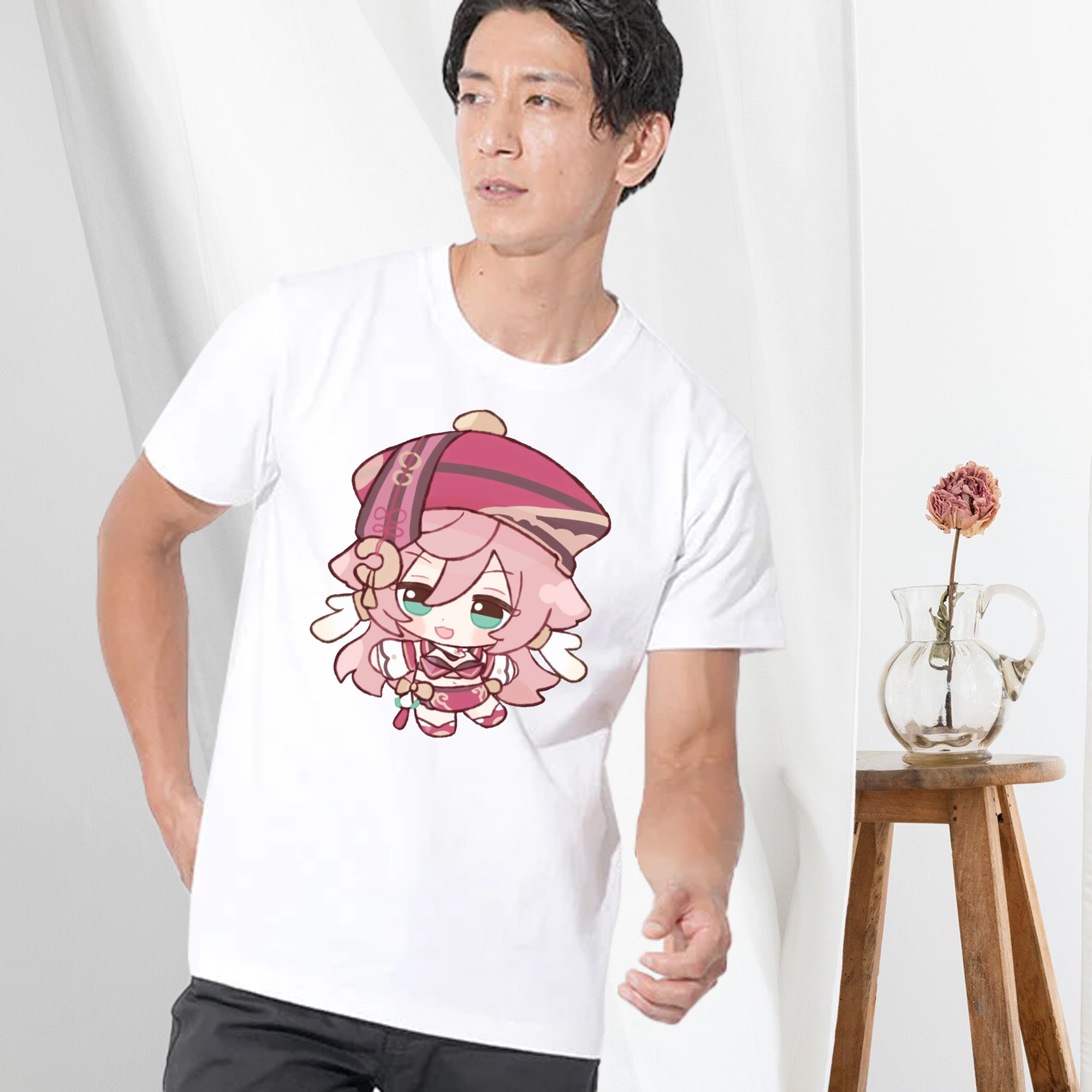 げんし神 ヤンフェイ genshin Yanfei 綿100％半袖Tシャツ（フロントプリント）