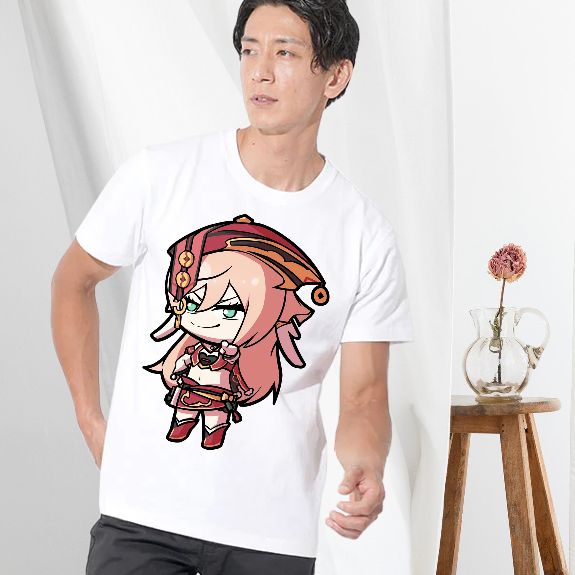 げんし神 ヤンフェイ genshin Yanfei 綿100％半袖Tシャツ（フロントプリント）