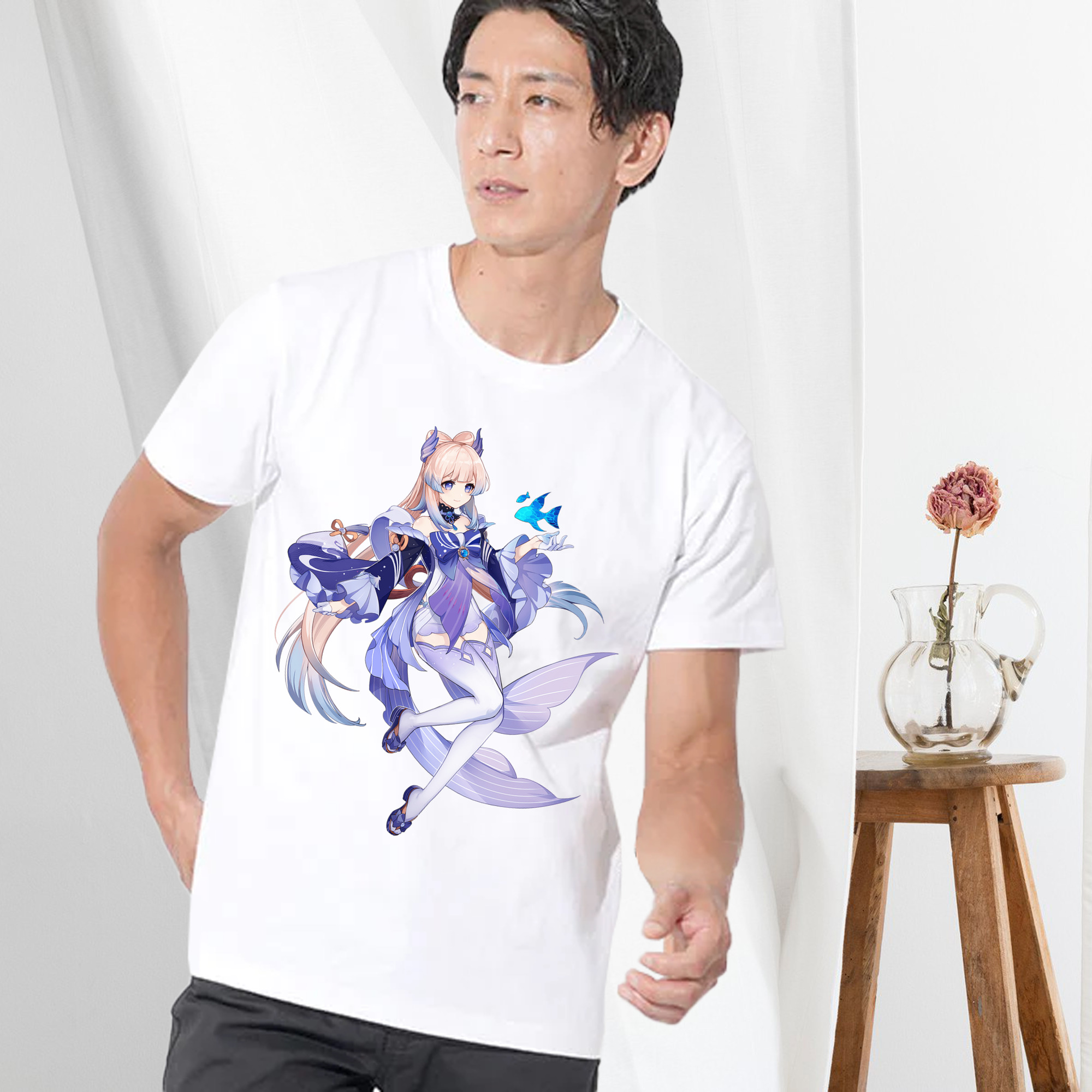 げんし神 珊瑚宮心海 サンゴノミヤ・ココミ genshin Sangonomiya Kokomi 綿100％半袖Tシャツ（フロントプリント）