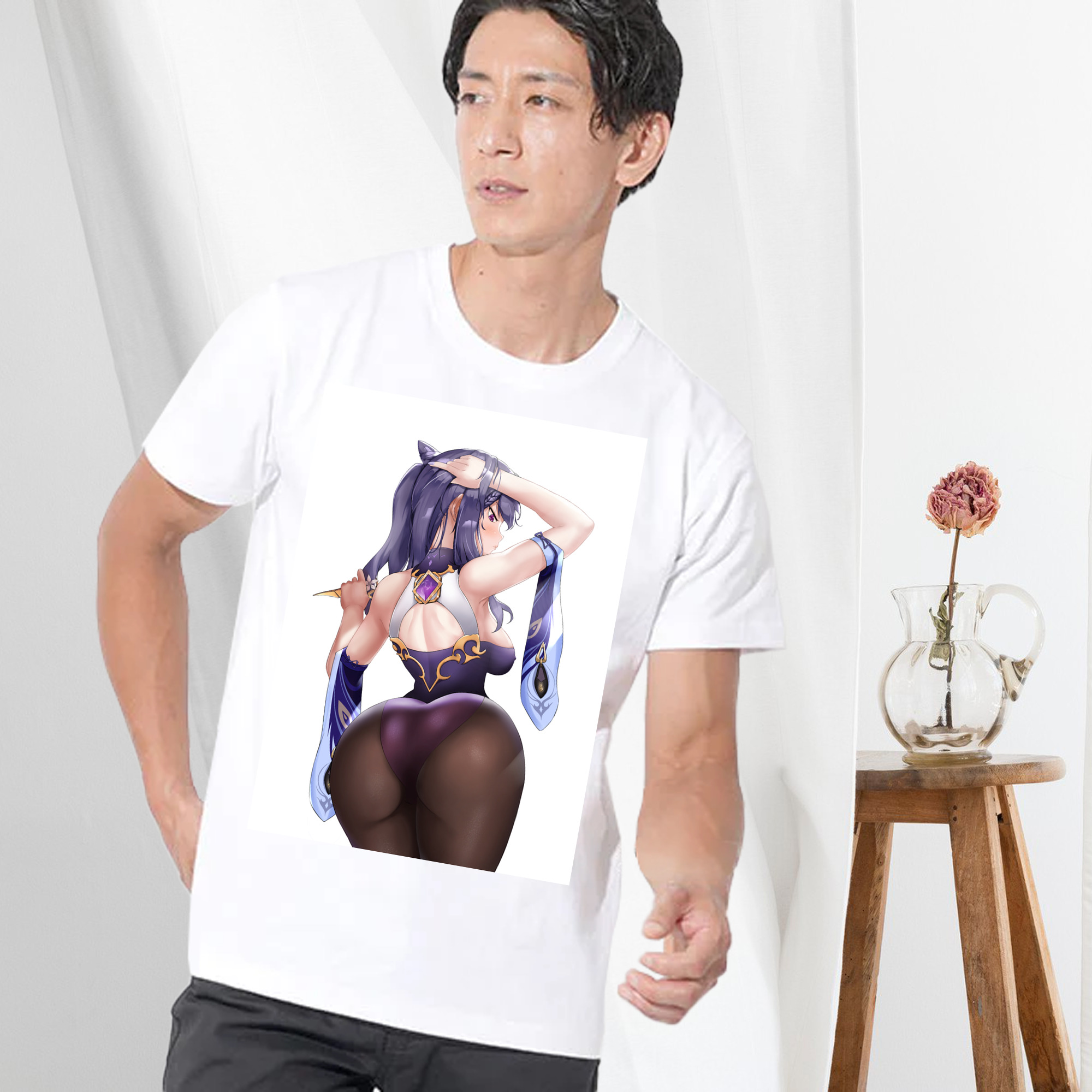 げんし神 刻晴 こくせい genshin Kokusei 綿100％半袖Tシャツ（フロントプリント）