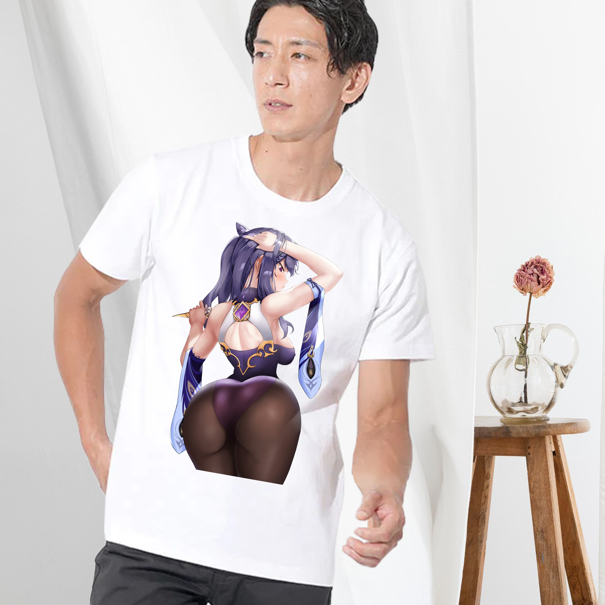 げんし神 刻晴 こくせい genshin Kokusei 綿100％半袖Tシャツ（フロントプリント）