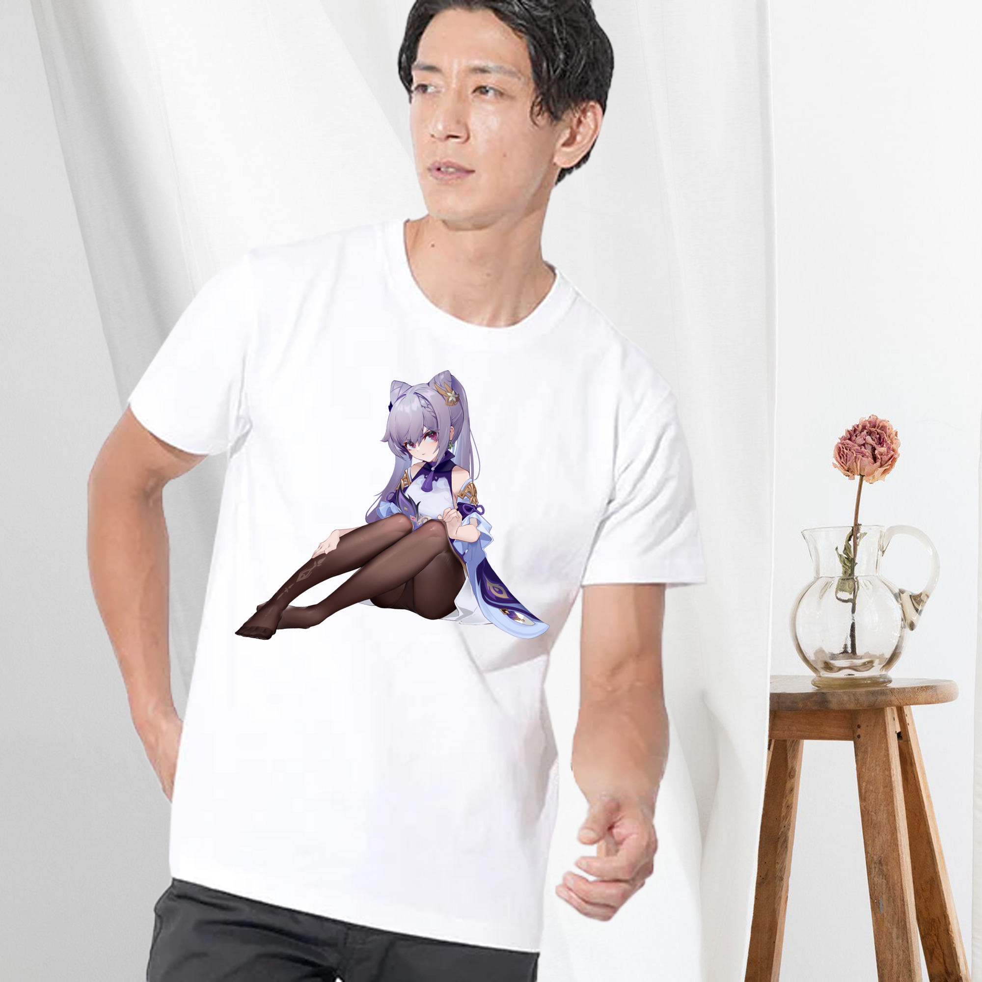 げんし神 刻晴 こくせい genshin Kokusei 綿100％半袖Tシャツ（フロントプリント）