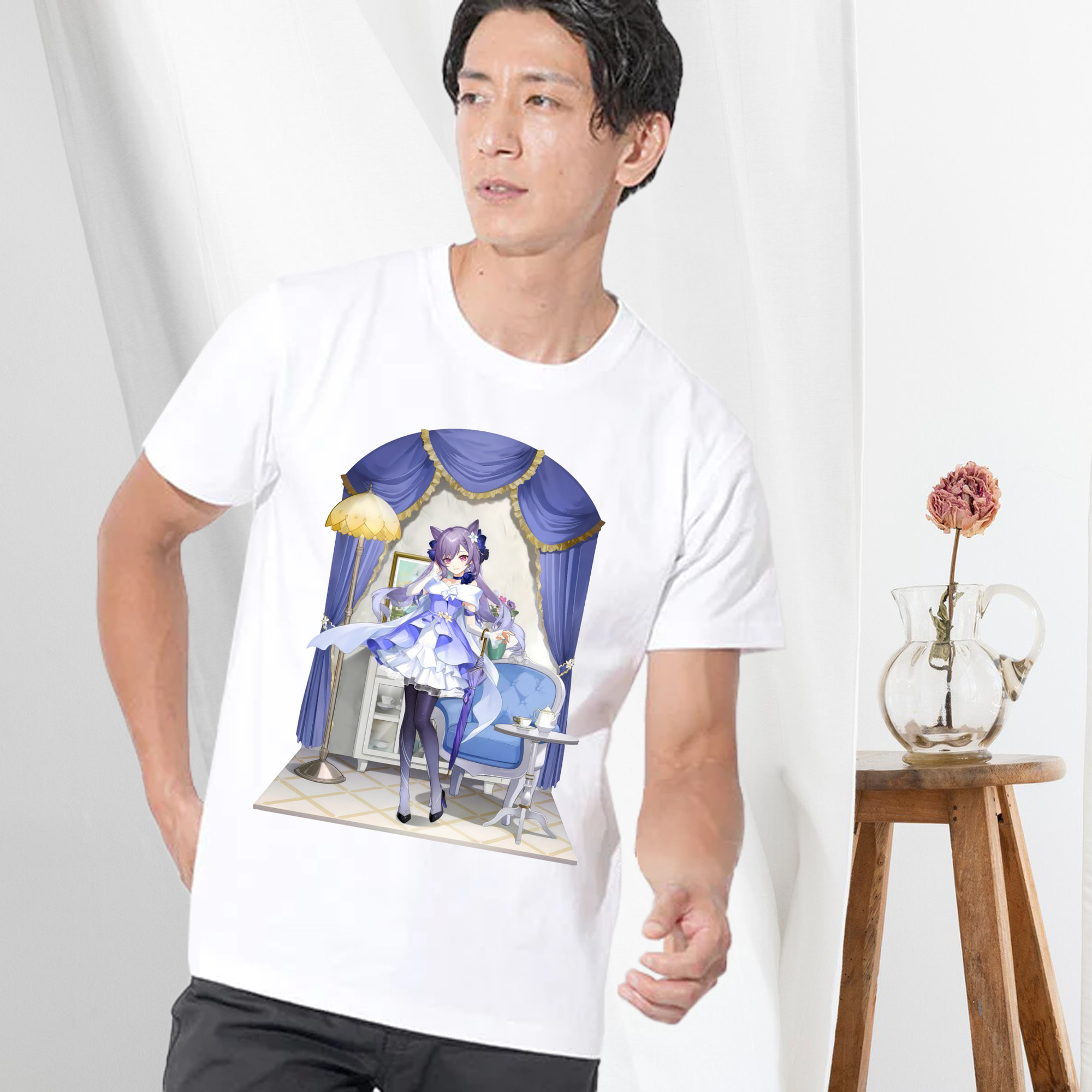 げんし神 刻晴 こくせい genshin Kokusei 綿100％半袖Tシャツ（フロントプリント）