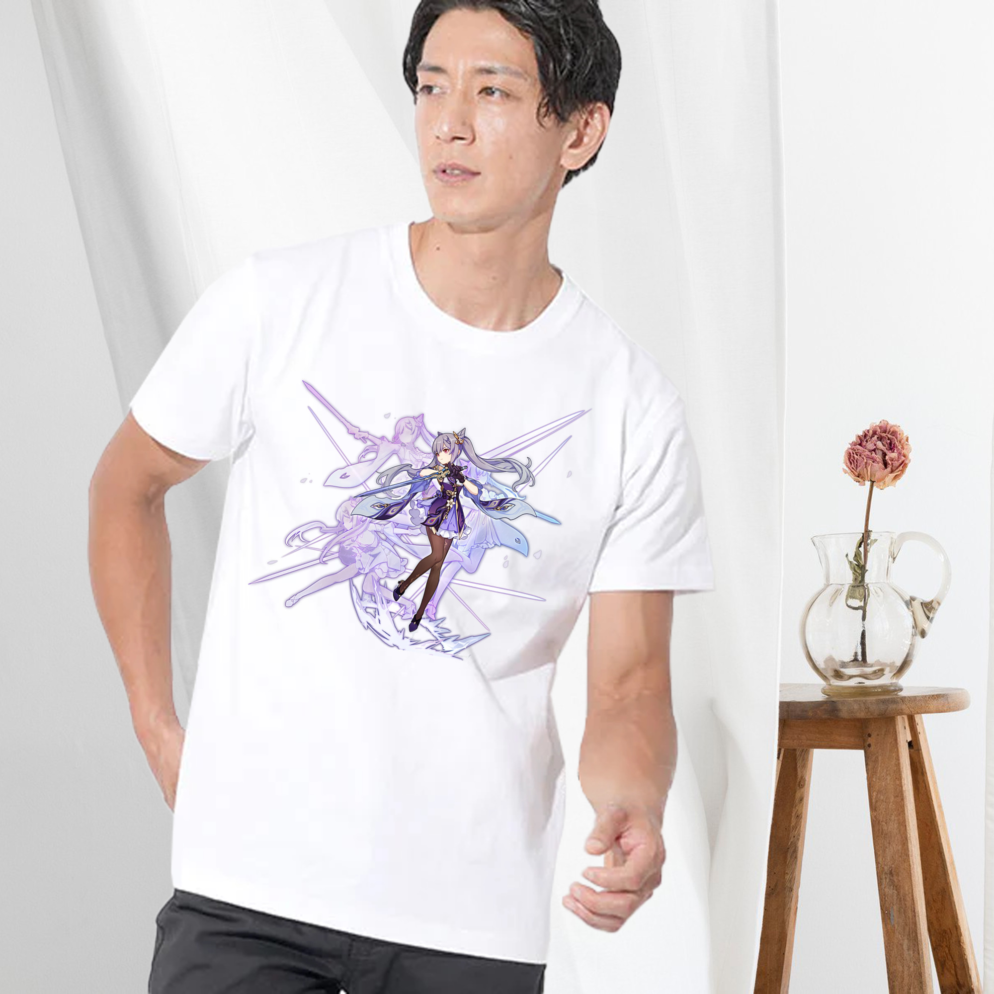 げんし神 刻晴 こくせい genshin Kokusei 綿100％半袖Tシャツ（フロントプリント）