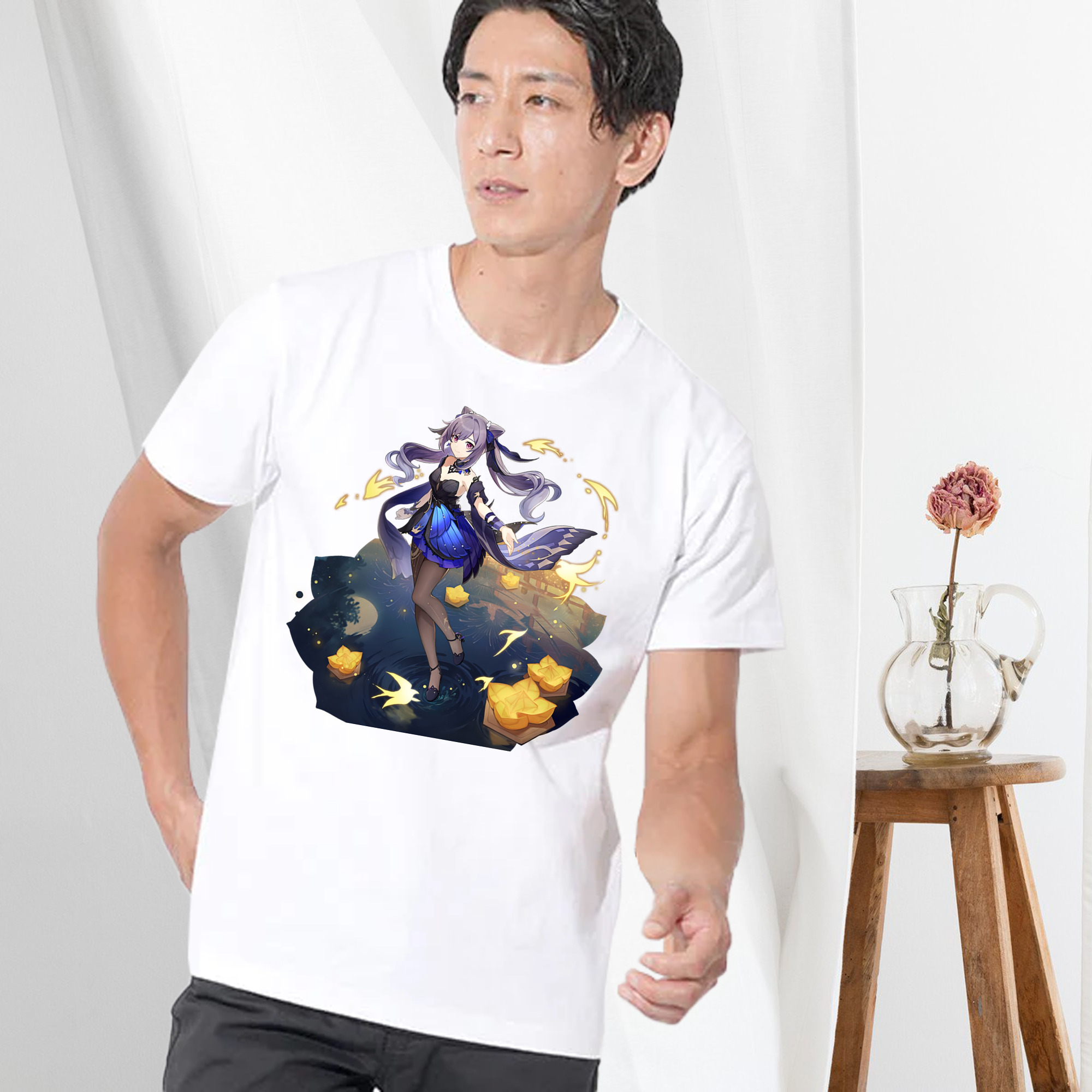 げんし神 刻晴 こくせい genshin Kokusei 綿100％半袖Tシャツ（フロントプリント）
