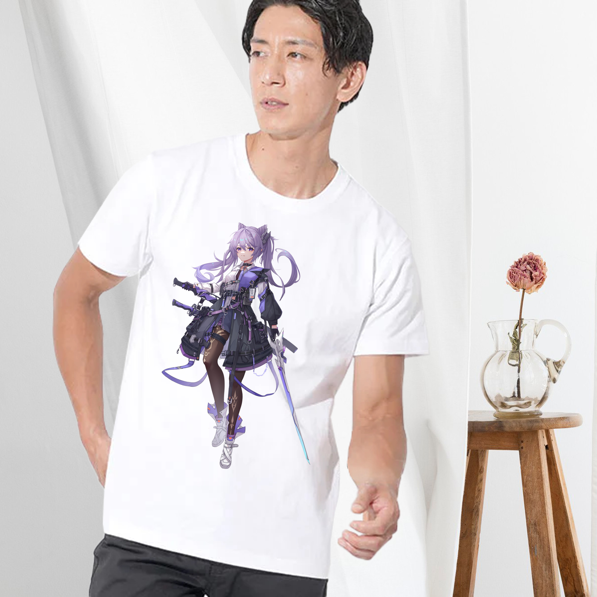 げんし神 刻晴 こくせい genshin Kokusei 綿100％半袖Tシャツ（フロントプリント）