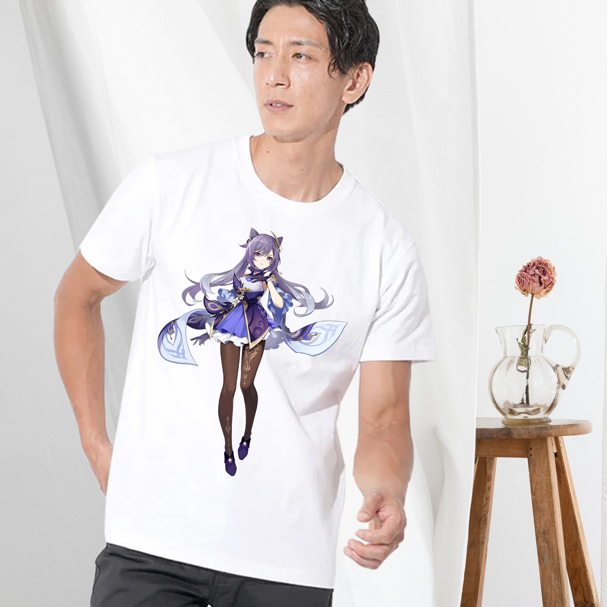 げんし神 刻晴 こくせい genshin Kokusei 綿100％半袖Tシャツ（フロントプリント）