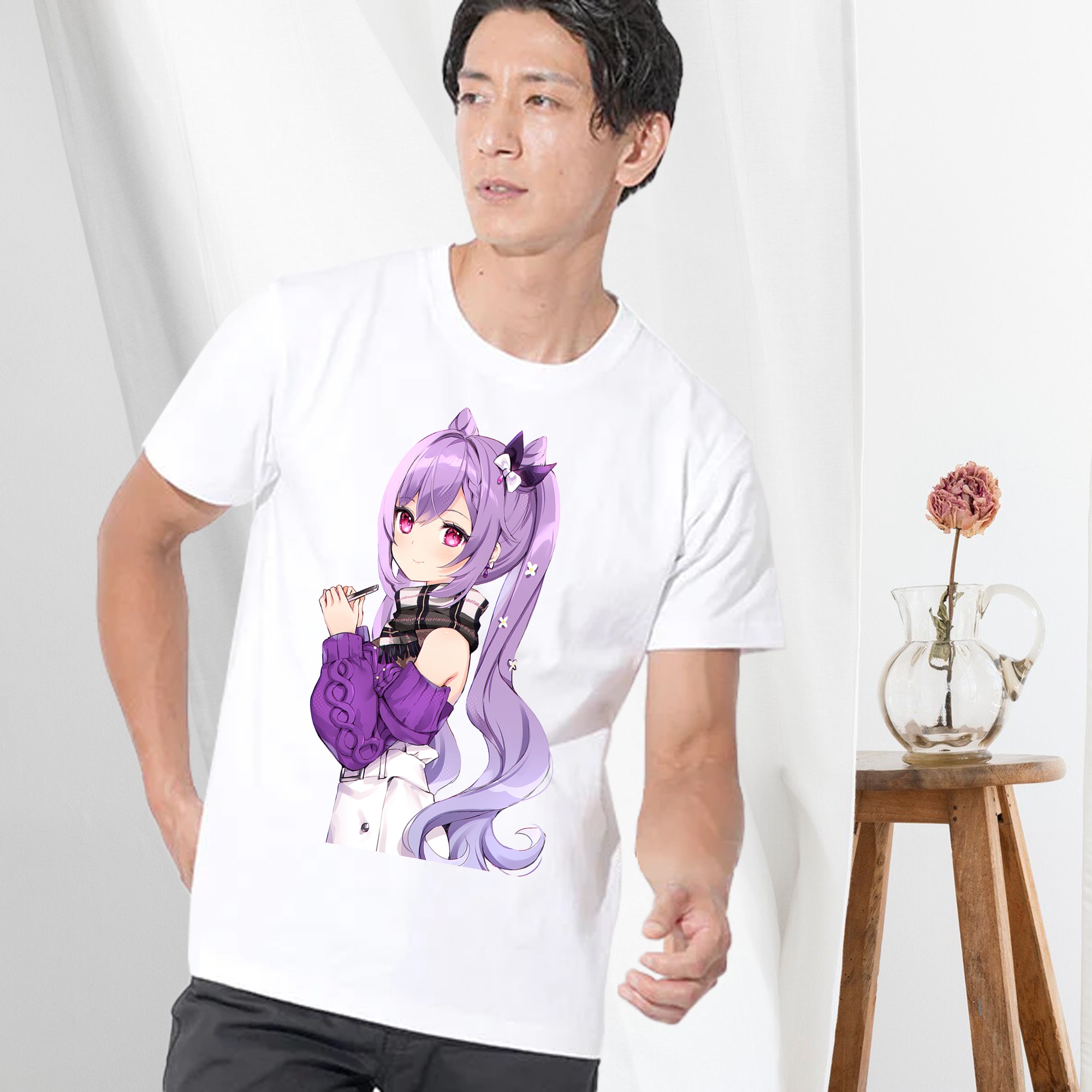 げんし神 刻晴 こくせい genshin Kokusei 綿100％半袖Tシャツ（フロントプリント）