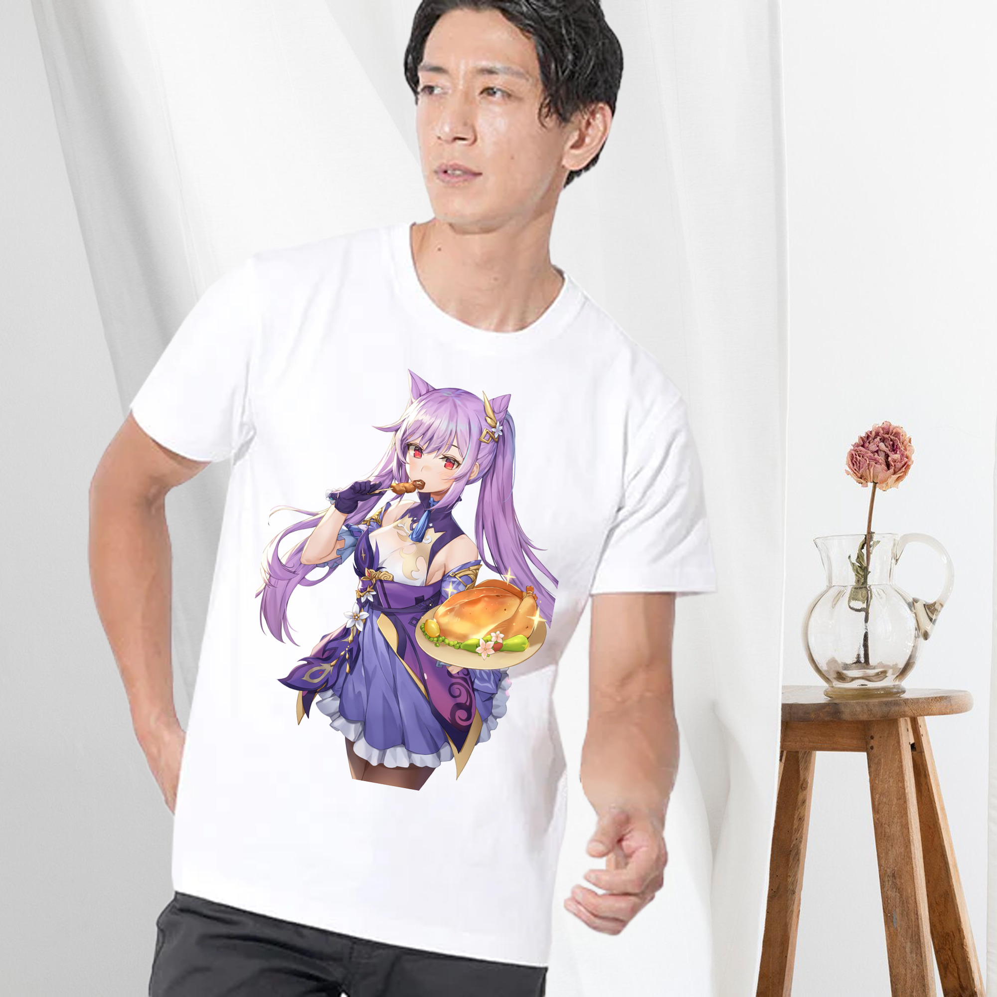 げんし神 刻晴 こくせい genshin Kokusei 綿100％半袖Tシャツ（フロントプリント）