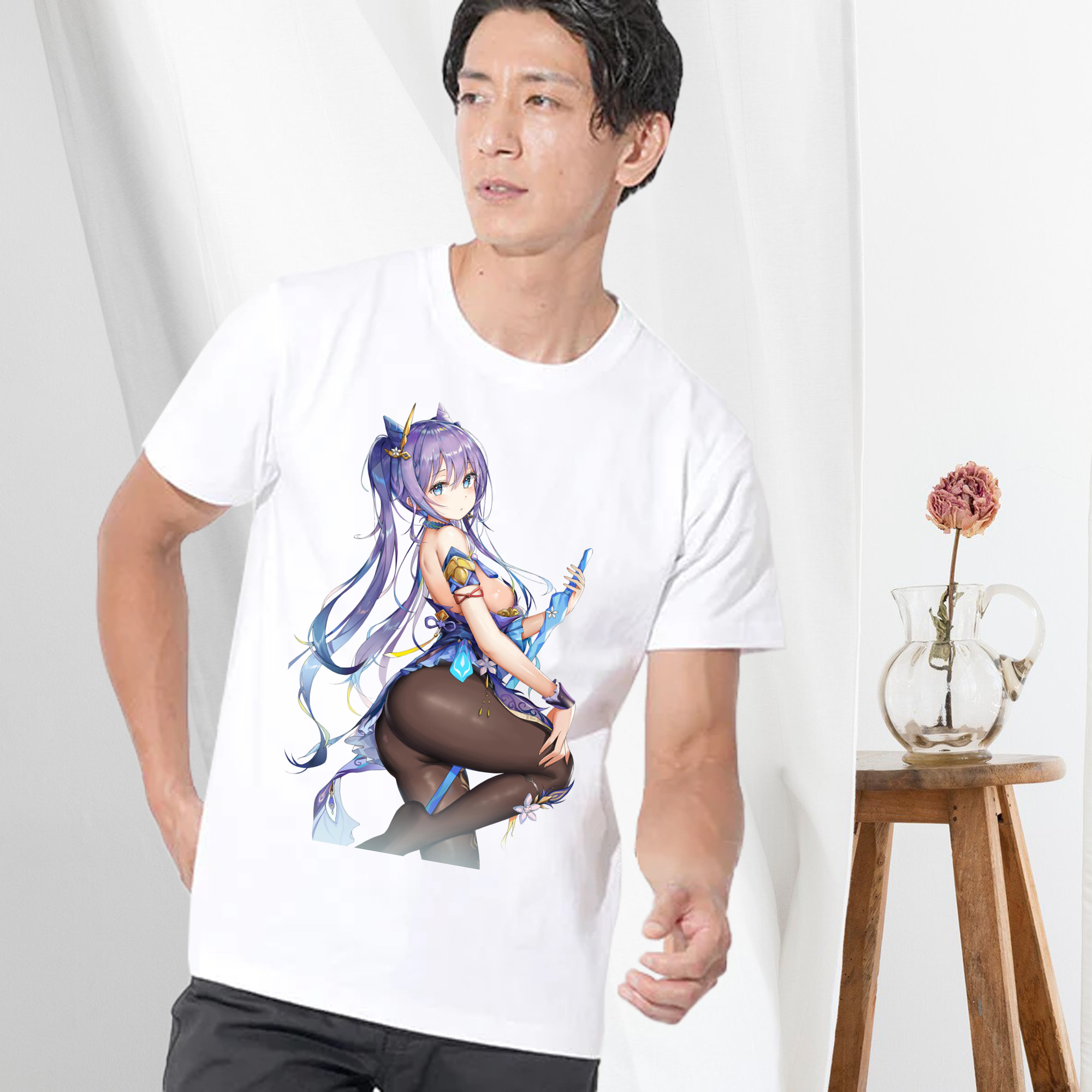 げんし神 刻晴 こくせい genshin Kokusei 綿100％半袖Tシャツ（フロントプリント）