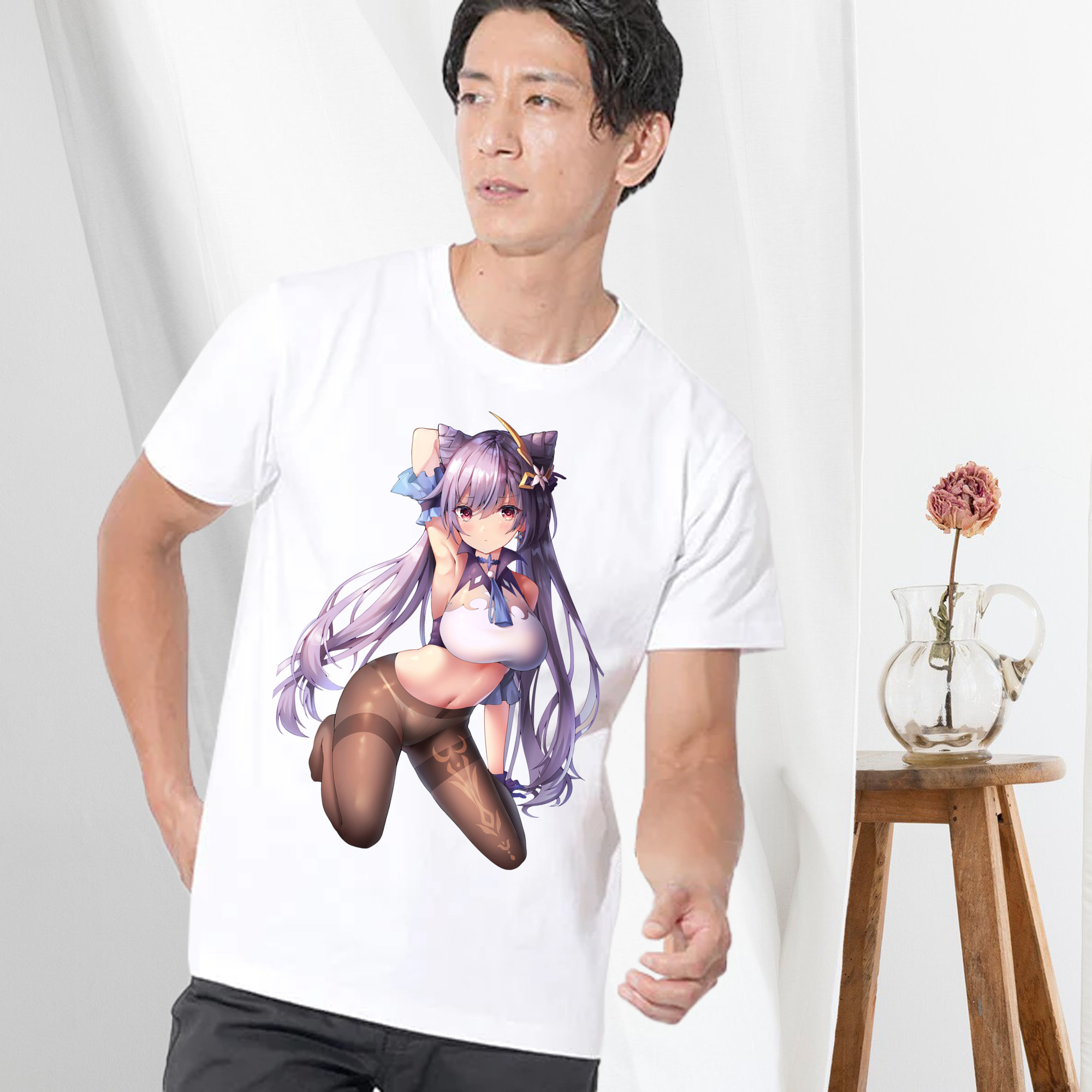 げんし神 刻晴 こくせい genshin Kokusei 綿100％半袖Tシャツ（フロントプリント）