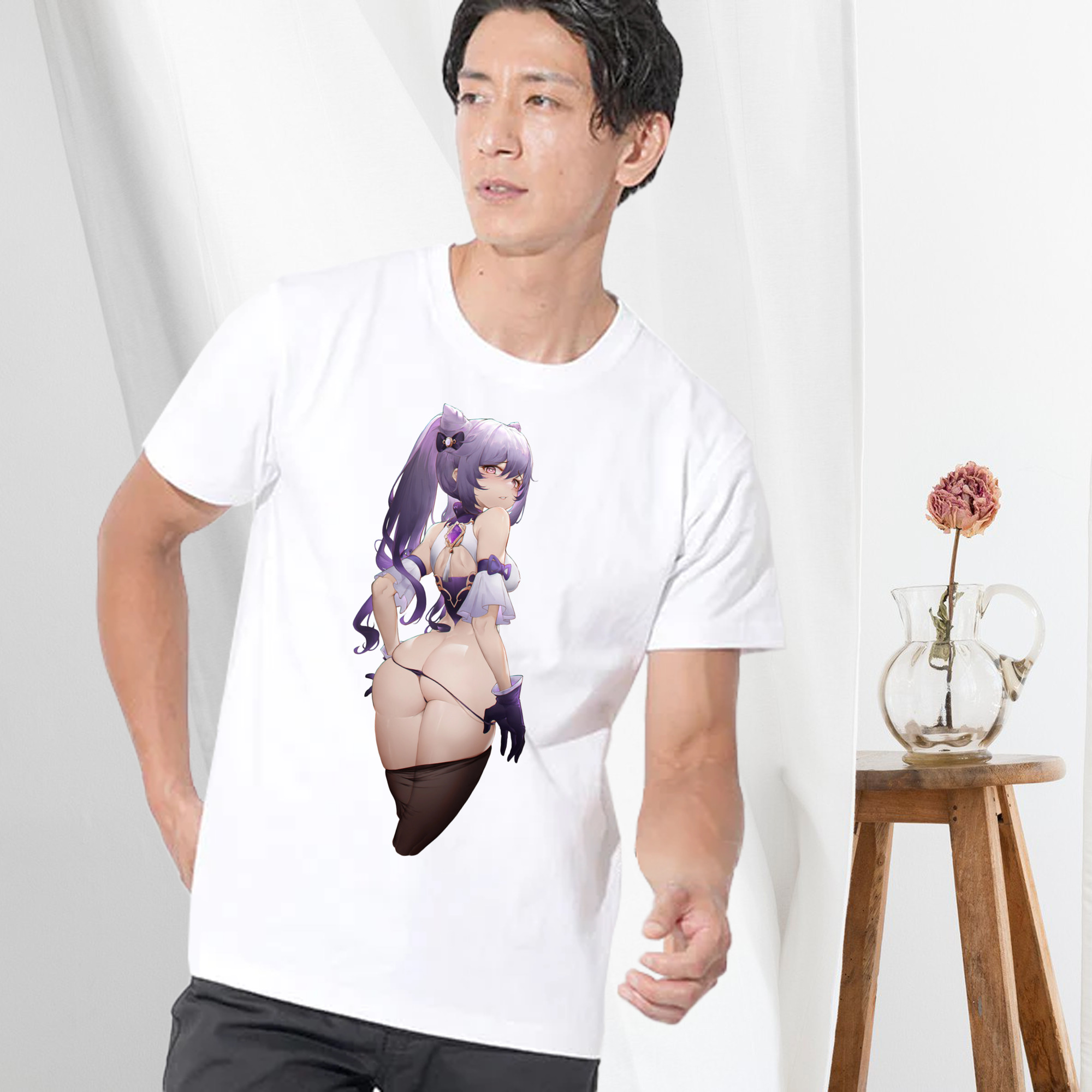 げんし神 刻晴 こくせい genshin Kokusei 綿100％半袖Tシャツ（フロントプリント）