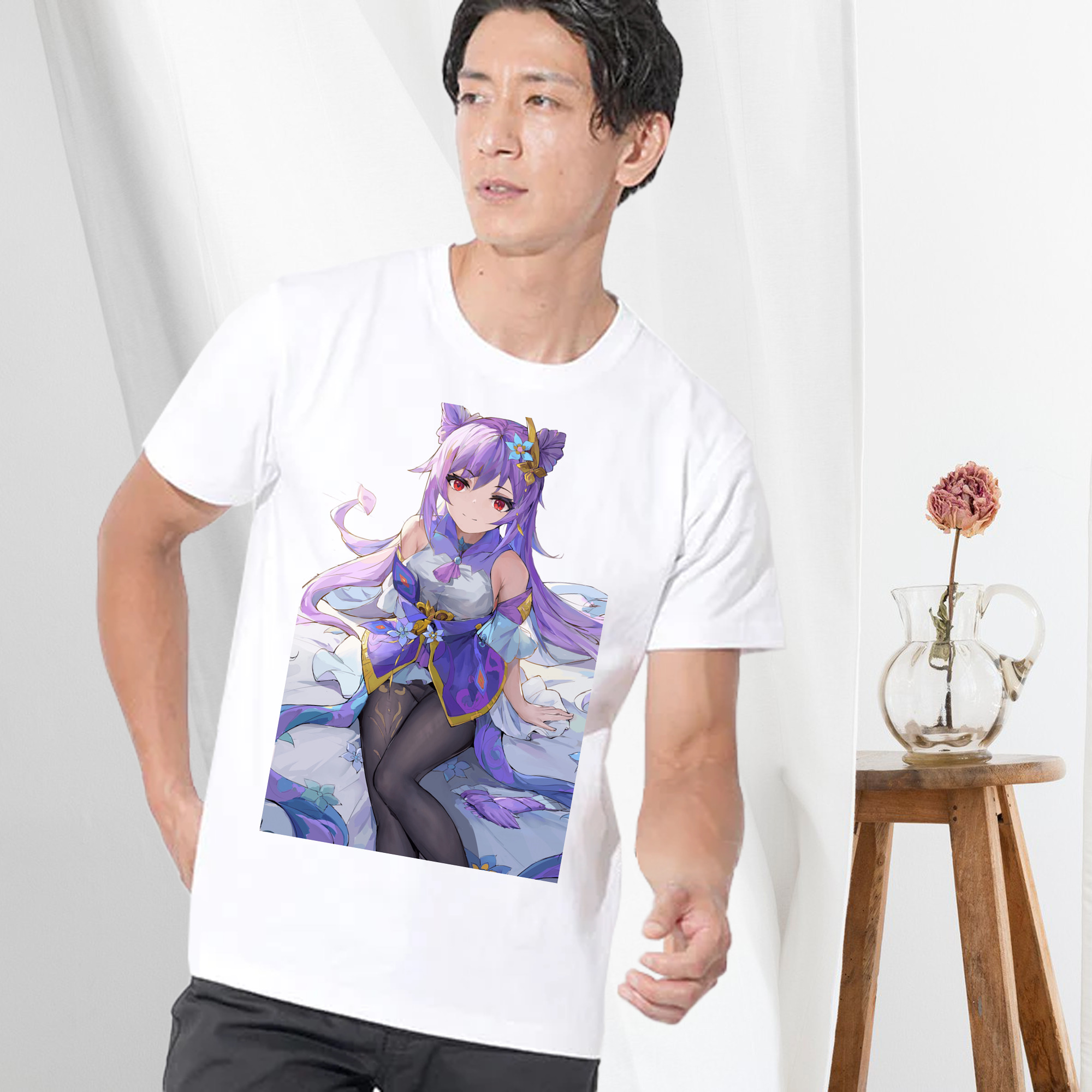 げんし神 刻晴 こくせい genshin Kokusei 綿100％半袖Tシャツ（フロントプリント）