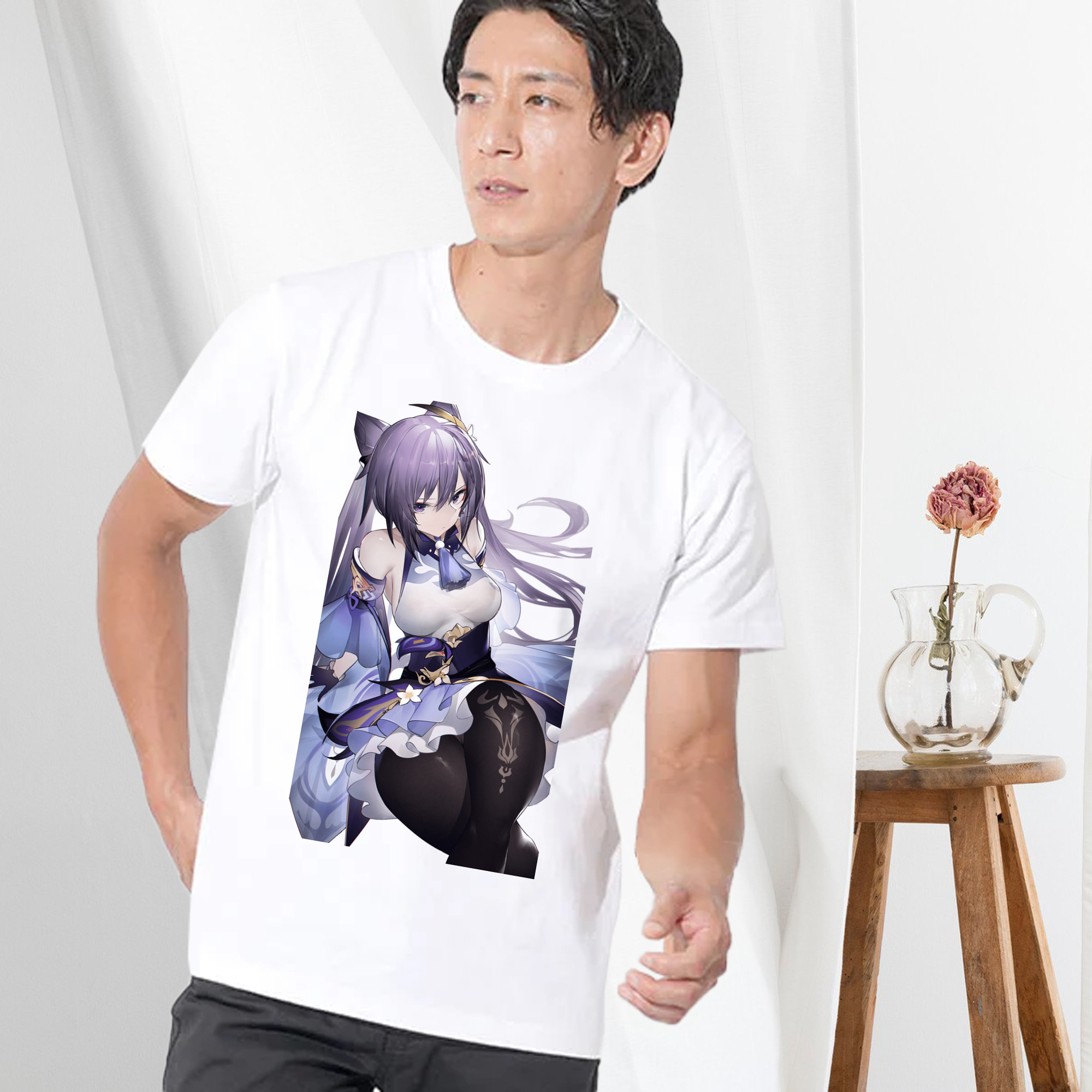 げんし神 刻晴 こくせい genshin Kokusei 綿100％半袖Tシャツ（フロントプリント）