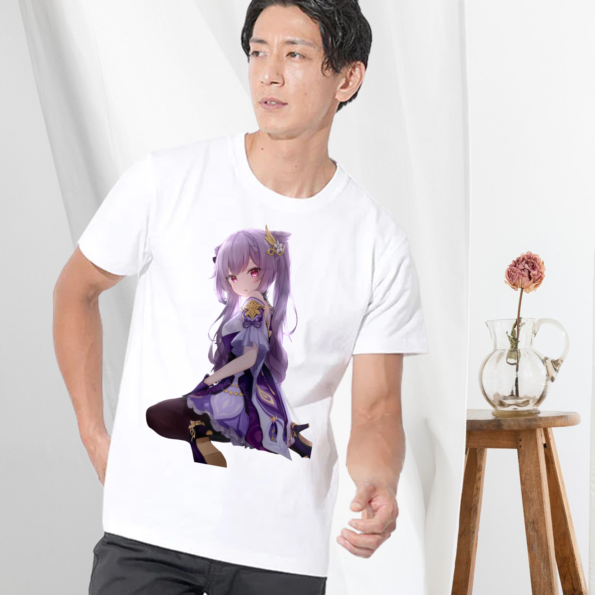 げんし神 刻晴 こくせい genshin Kokusei 綿100％半袖Tシャツ（フロントプリント）