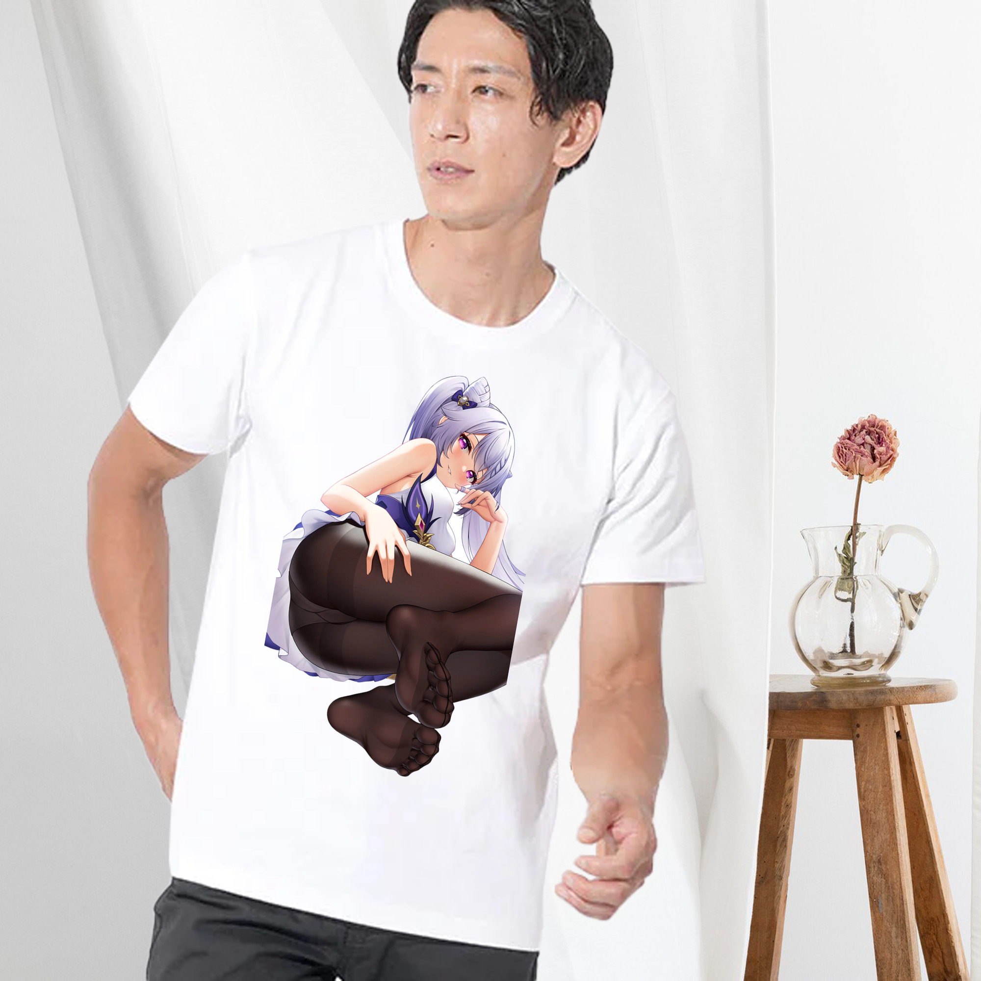 げんし神 刻晴 こくせい genshin Kokusei 綿100％半袖Tシャツ（フロントプリント）
