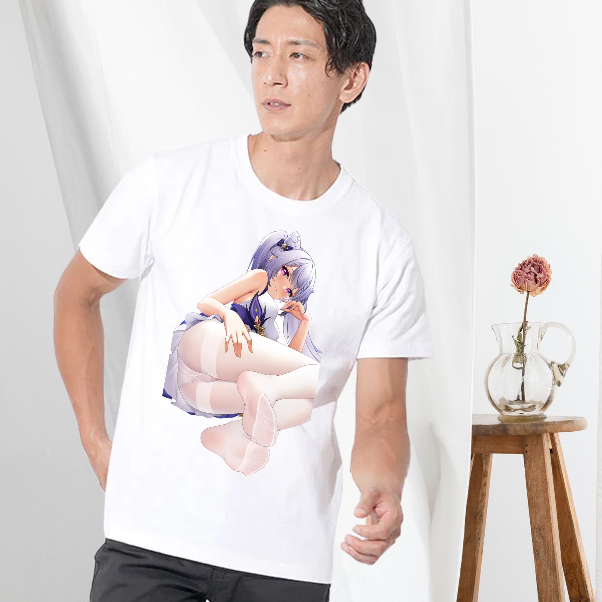げんし神 刻晴 こくせい genshin Kokusei 綿100％半袖Tシャツ（フロントプリント）