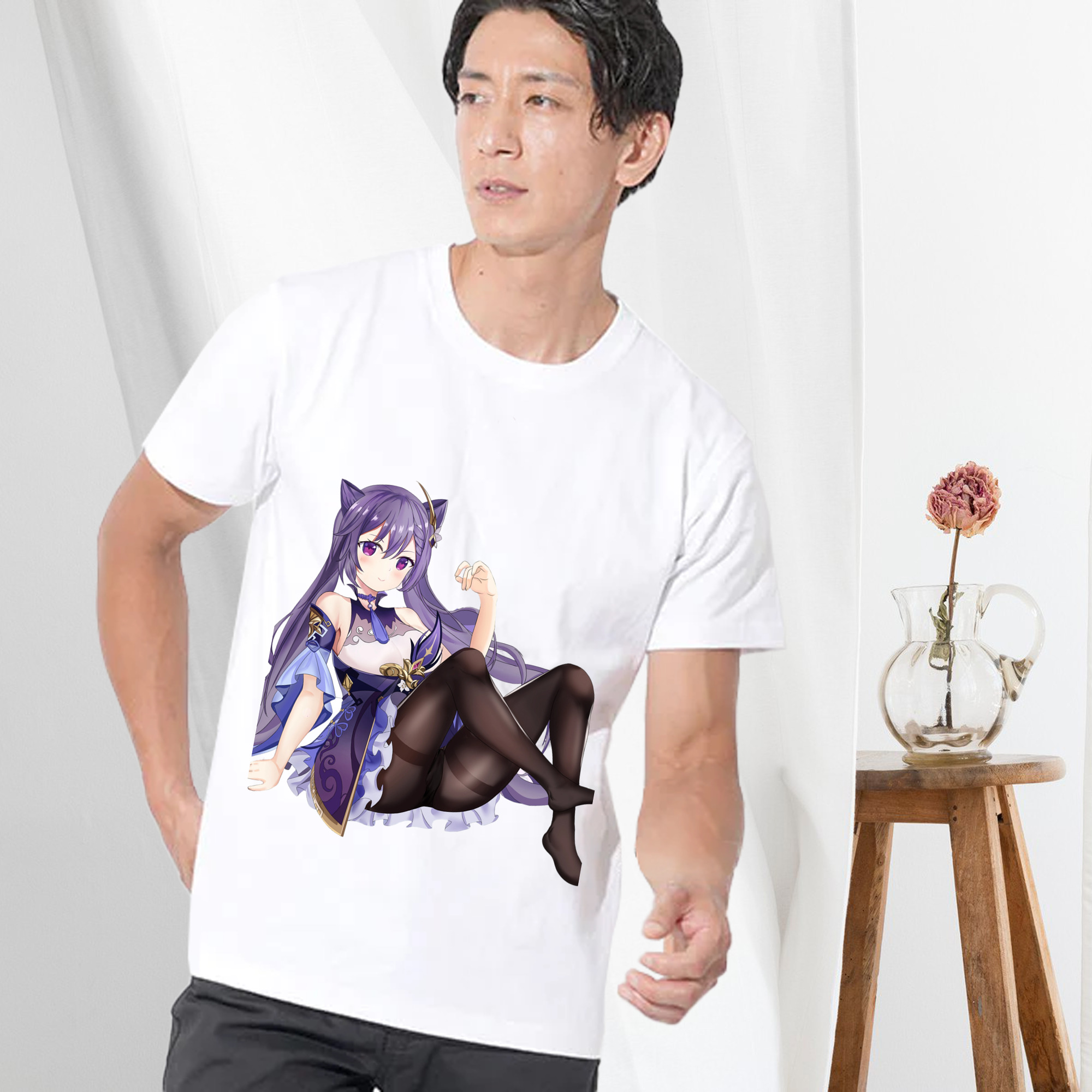 げんし神 刻晴 こくせい genshin Kokusei 綿100％半袖Tシャツ（フロントプリント）