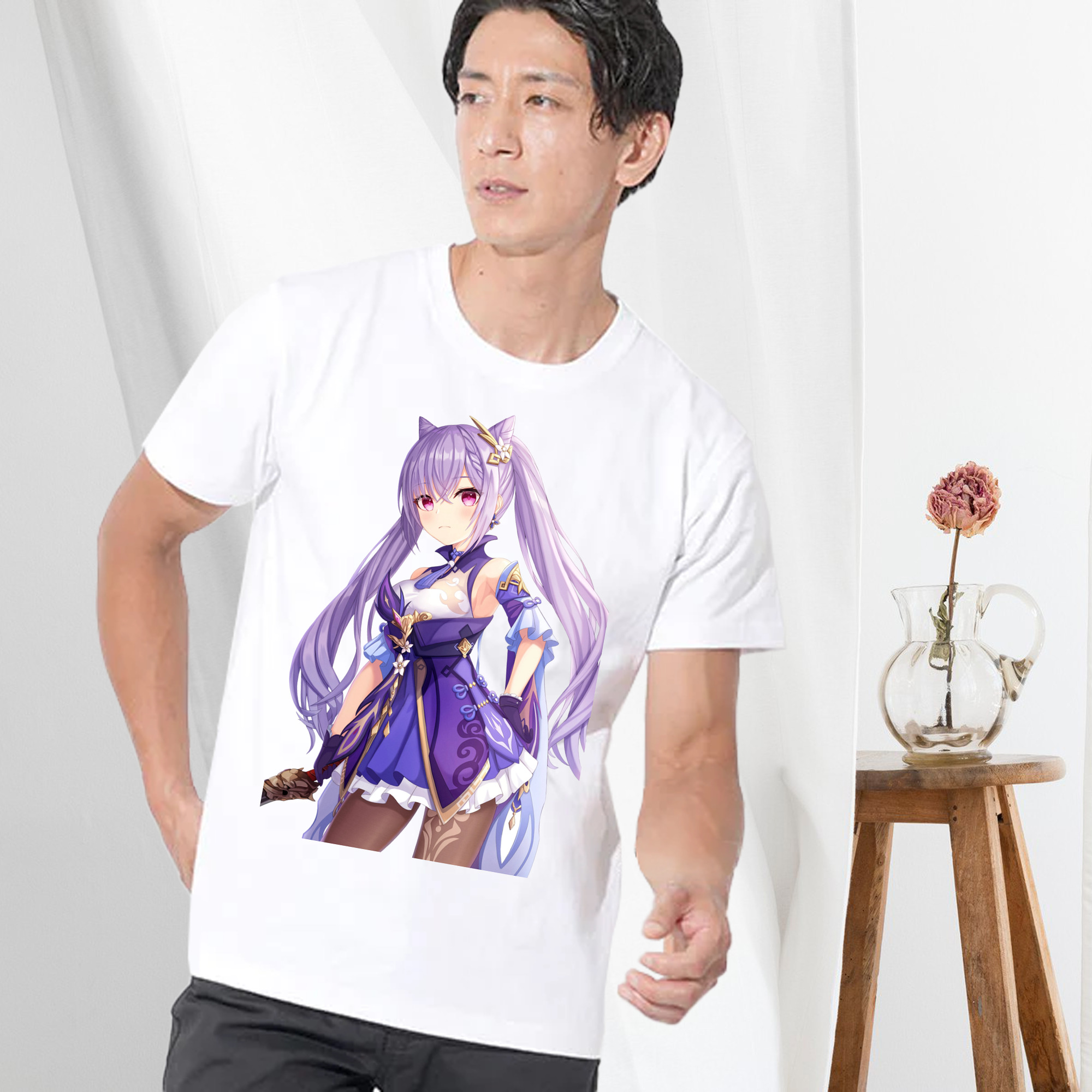げんし神 刻晴 こくせい genshin Kokusei 綿100％半袖Tシャツ（フロントプリント）