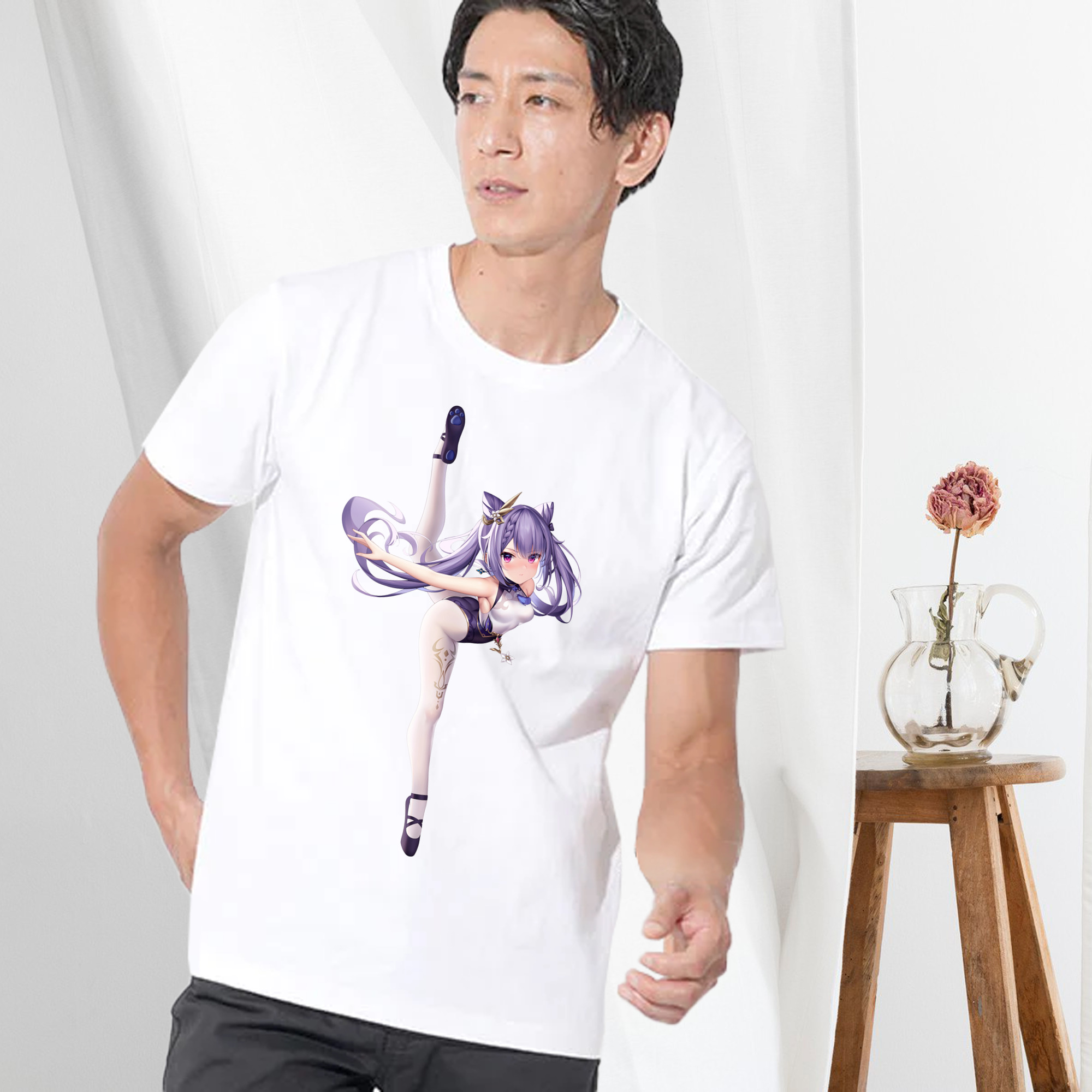 げんし神 刻晴 こくせい genshin Kokusei 綿100％半袖Tシャツ（フロントプリント）