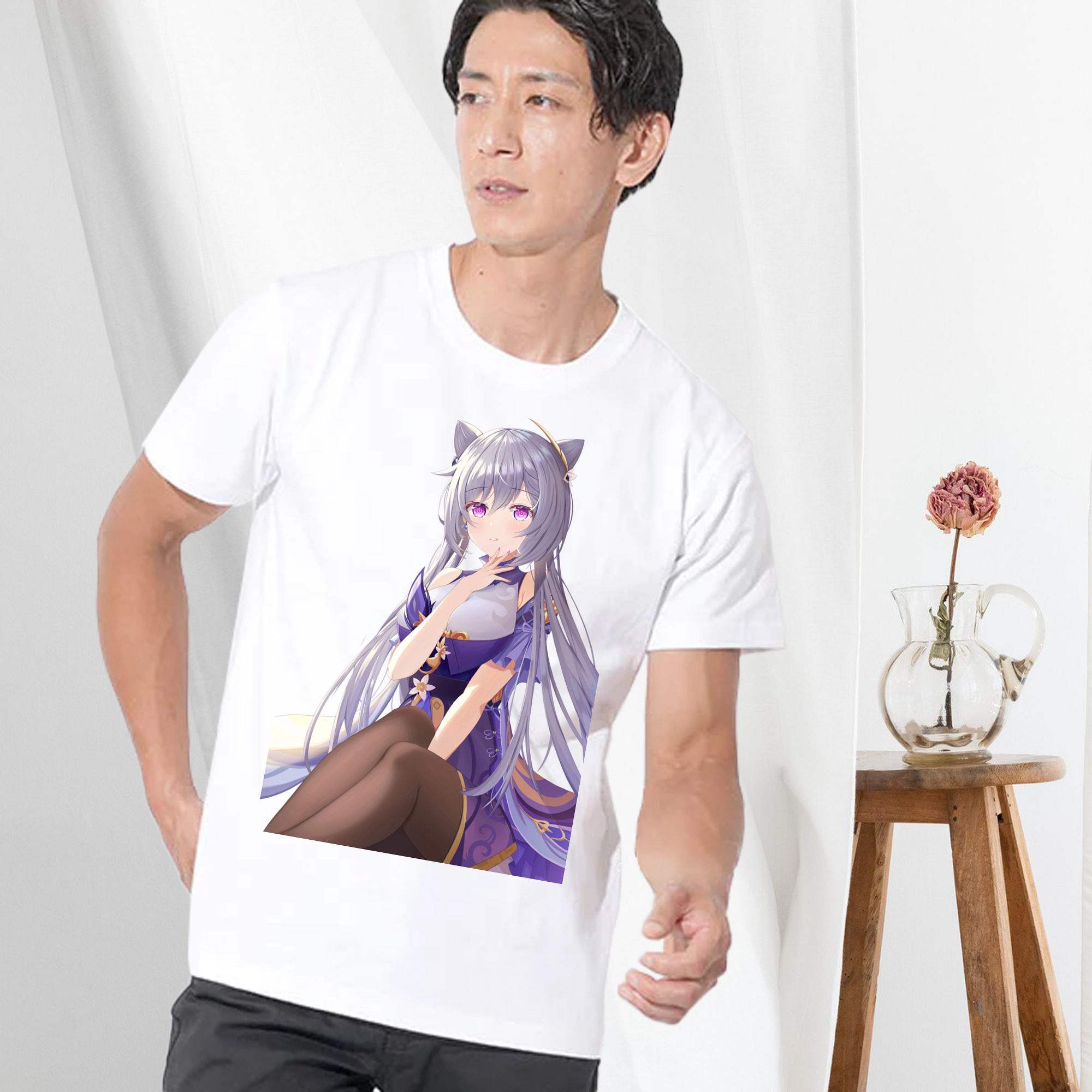 げんし神 刻晴 こくせい genshin Kokusei 綿100％半袖Tシャツ（フロントプリント）