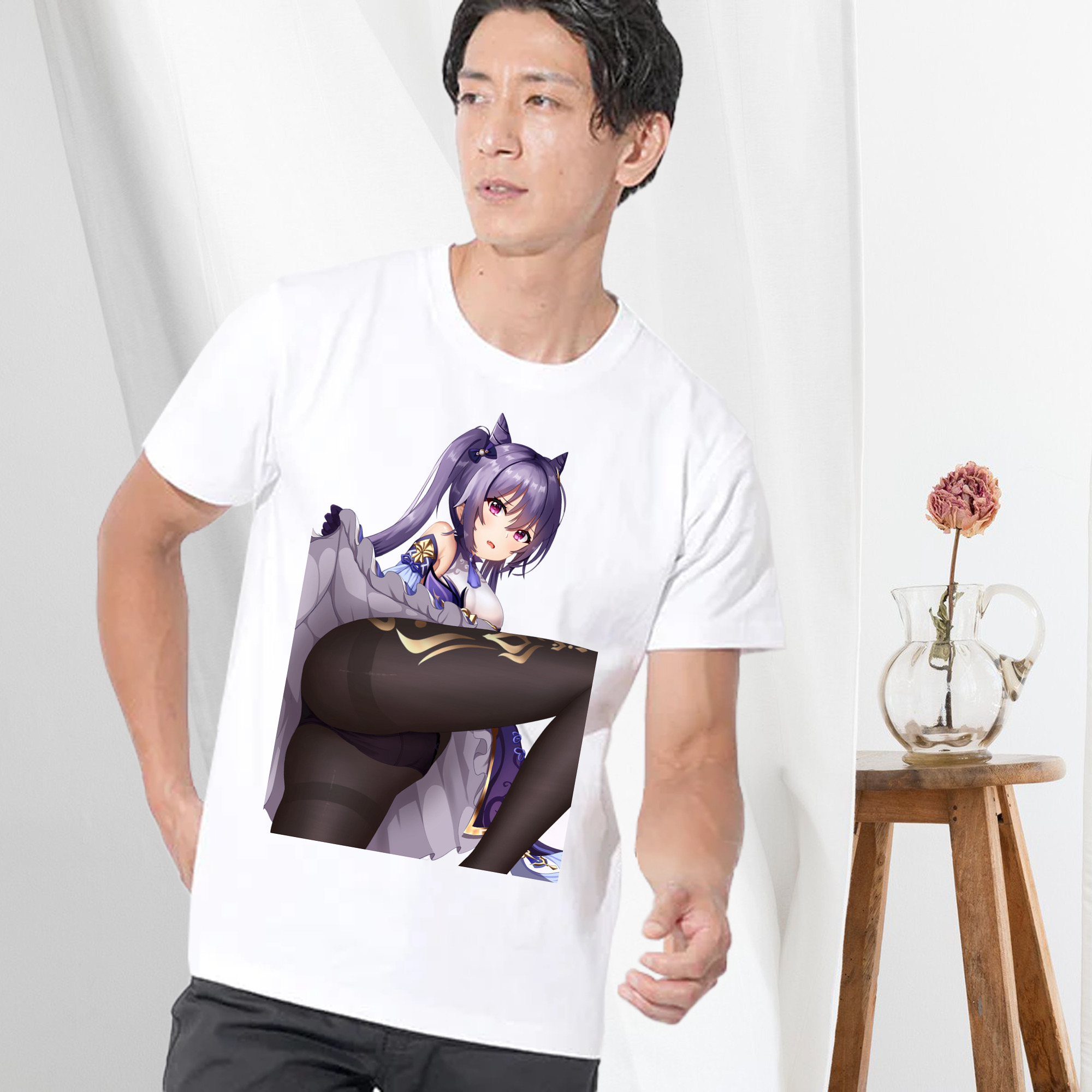 げんし神 刻晴 こくせい genshin Kokusei 綿100％半袖Tシャツ（フロントプリント）