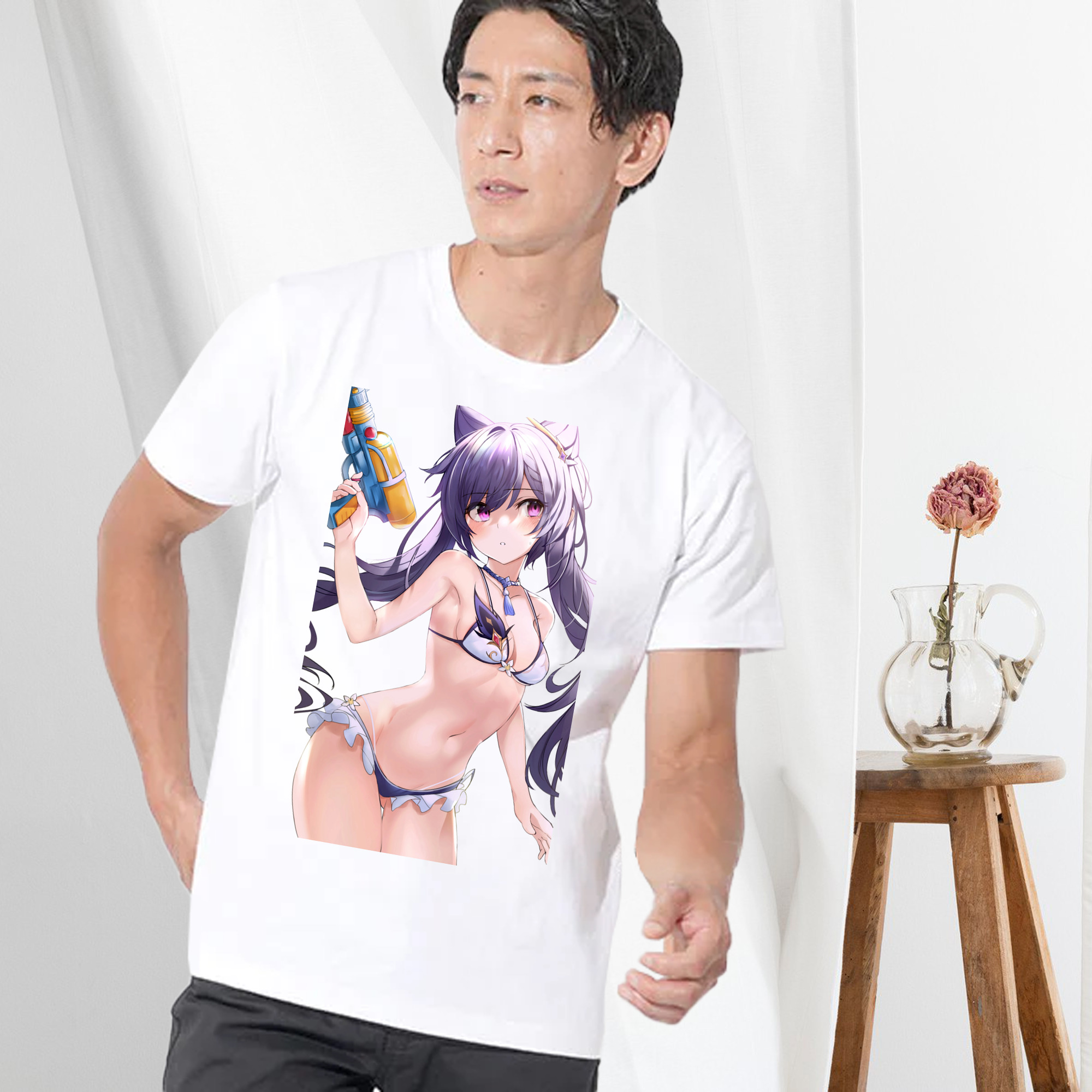 げんし神 刻晴 こくせい genshin Kokusei 綿100％半袖Tシャツ（フロントプリント）