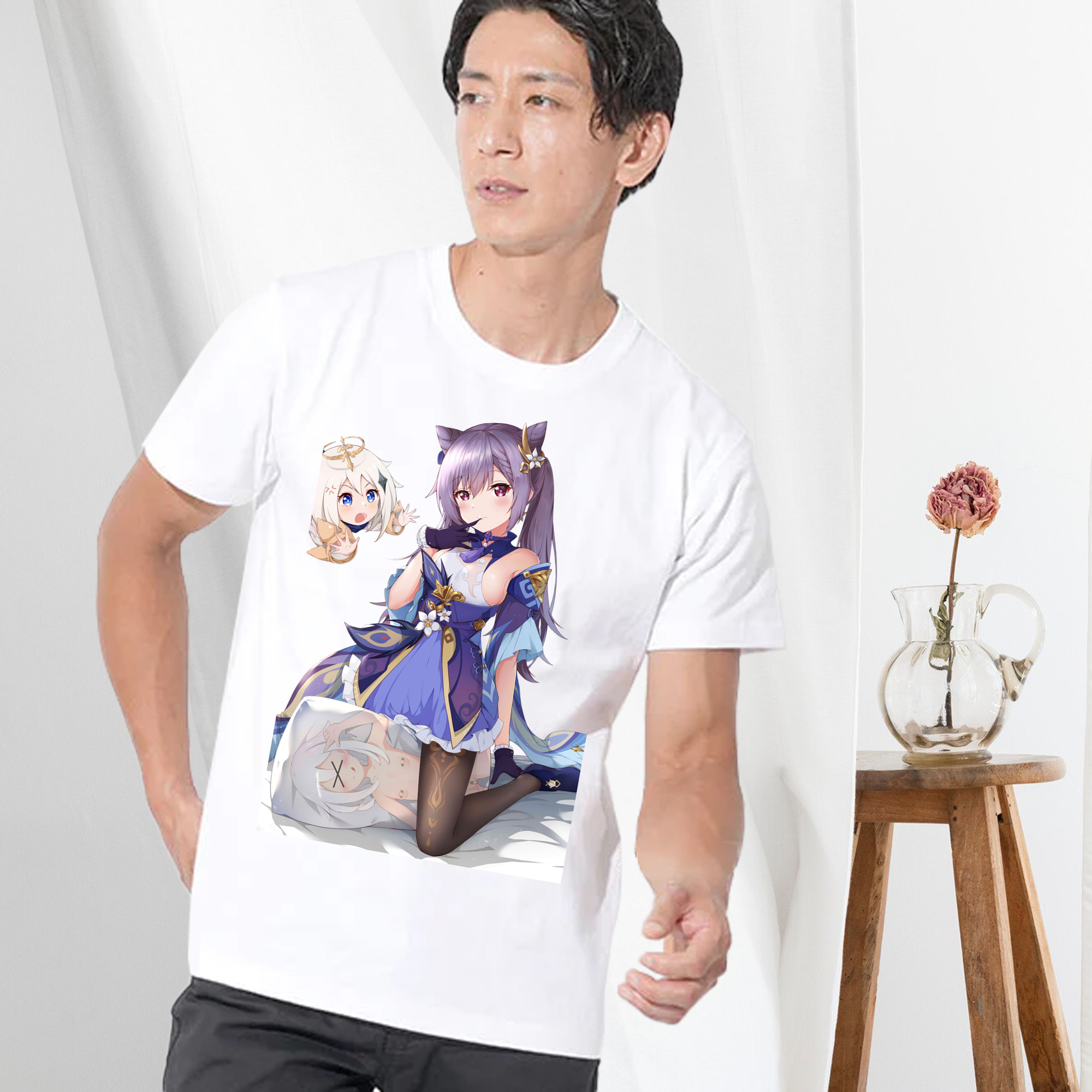 げんし神 刻晴 こくせい genshin Kokusei 綿100％半袖Tシャツ（フロントプリント）