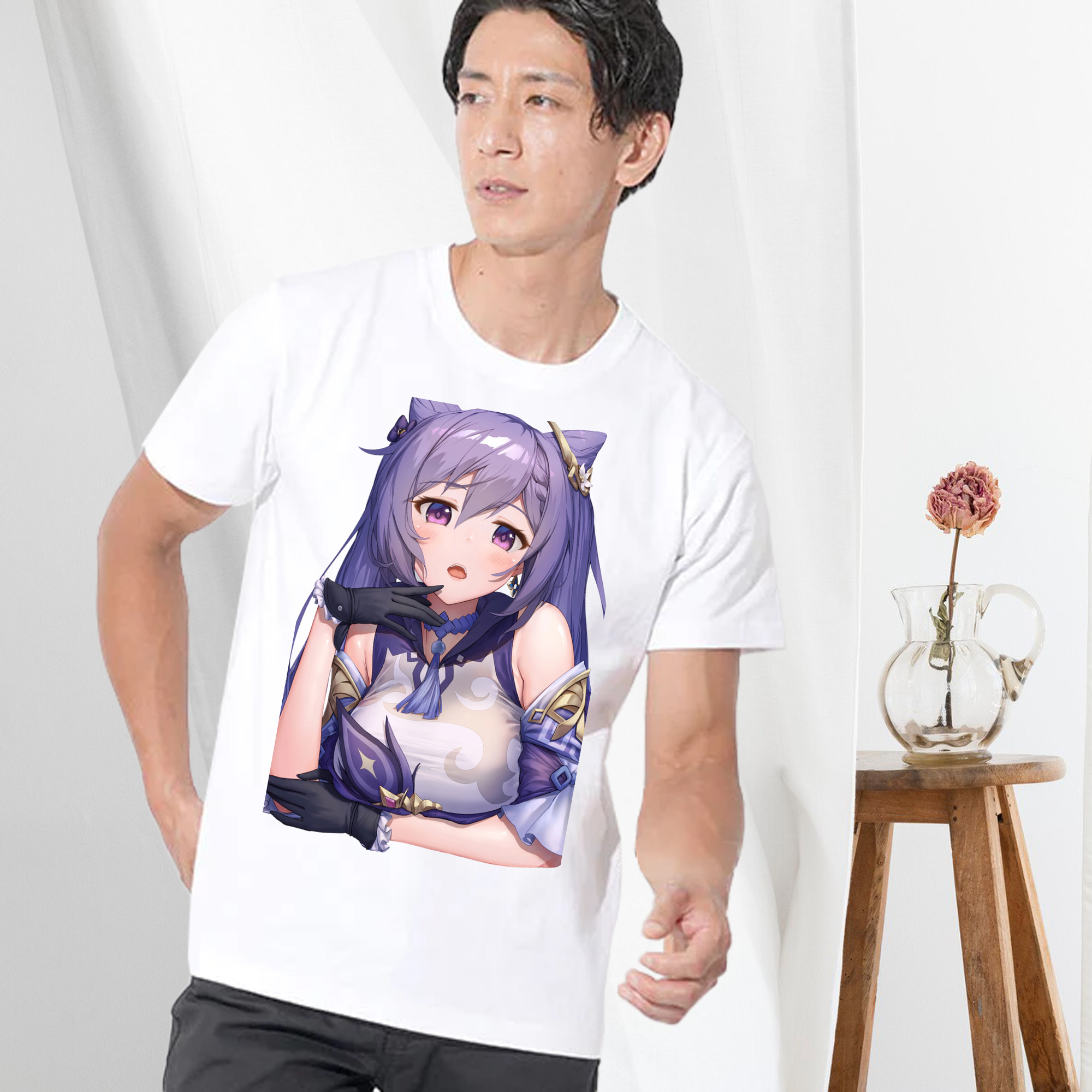 げんし神 刻晴 こくせい genshin Kokusei 綿100％半袖Tシャツ（フロントプリント）