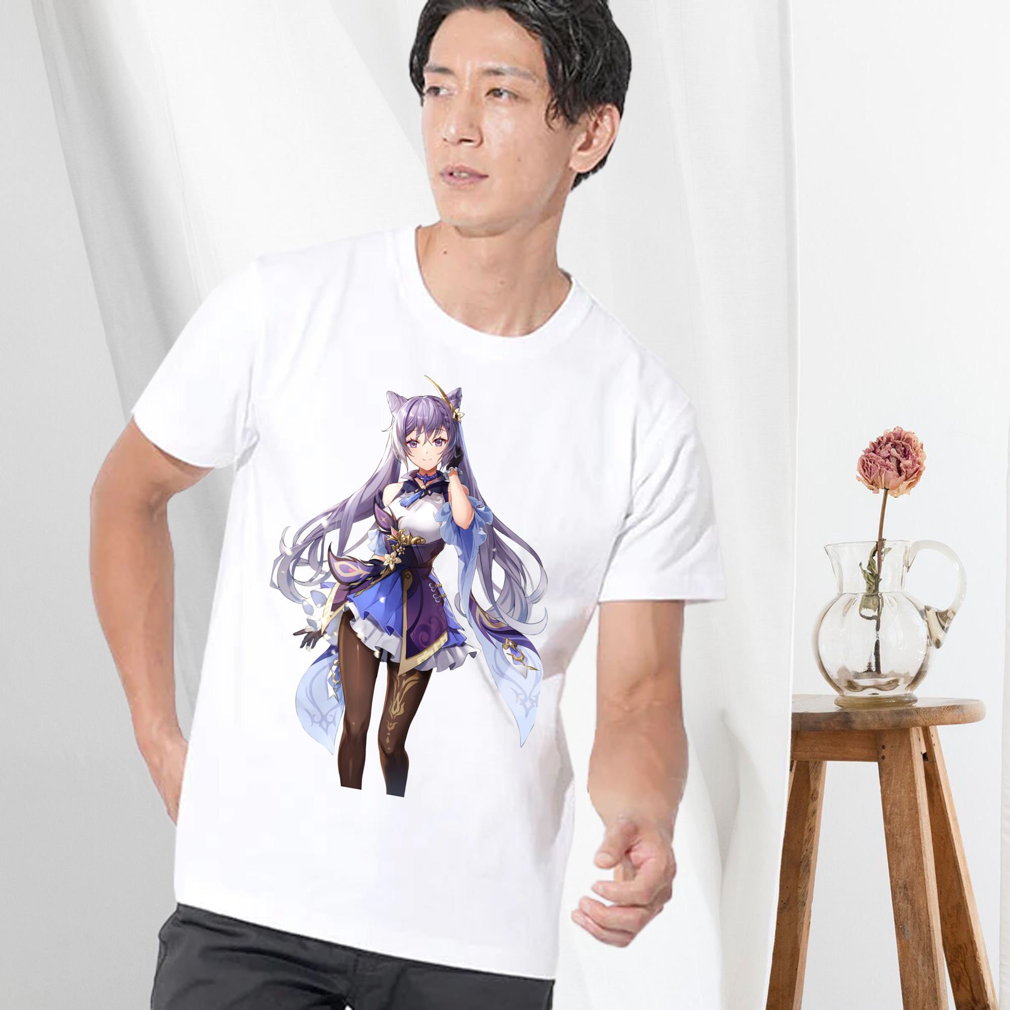 げんし神 刻晴 こくせい genshin Kokusei 綿100％半袖Tシャツ（フロントプリント）