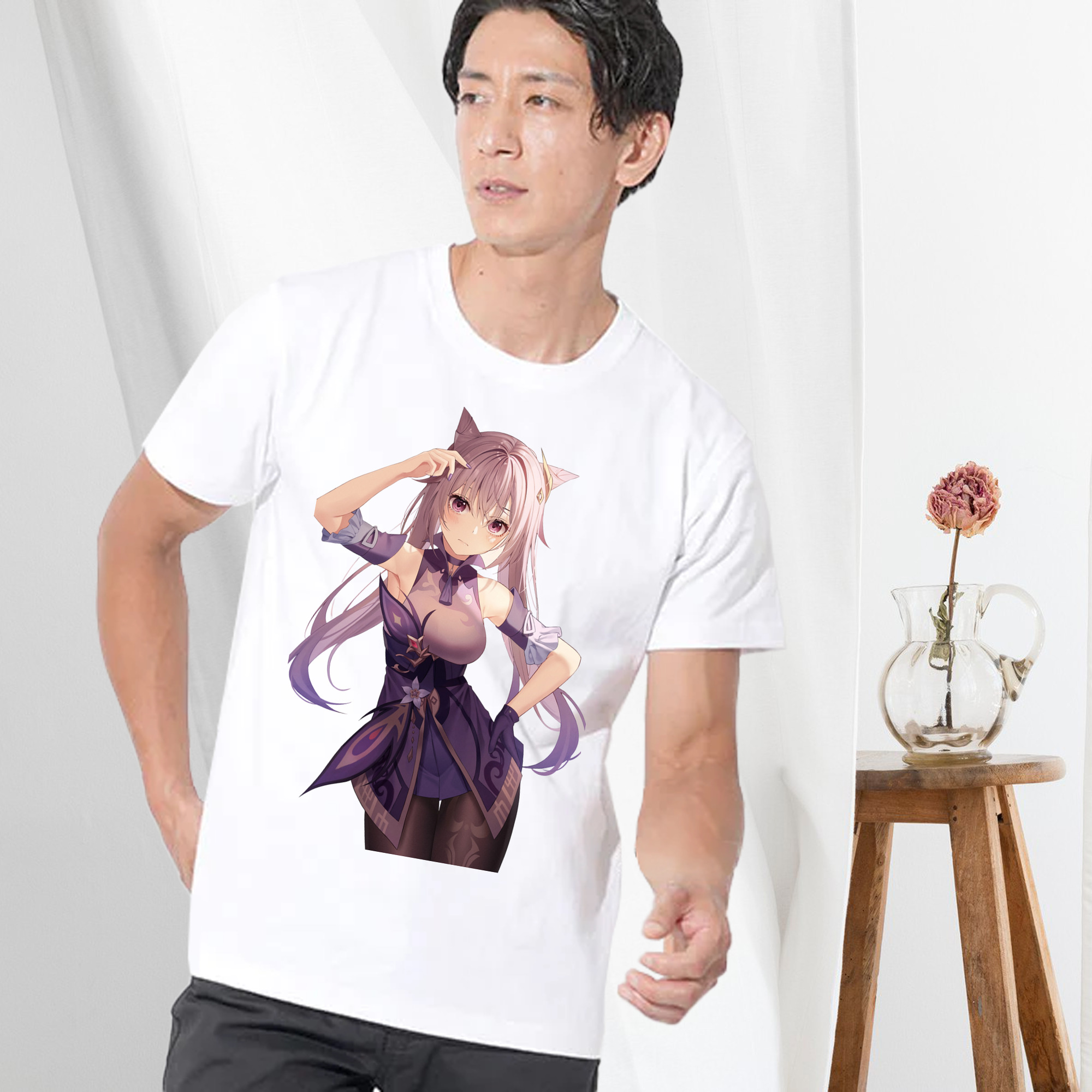 げんし神 刻晴 こくせい genshin Kokusei 綿100％半袖Tシャツ（フロントプリント）