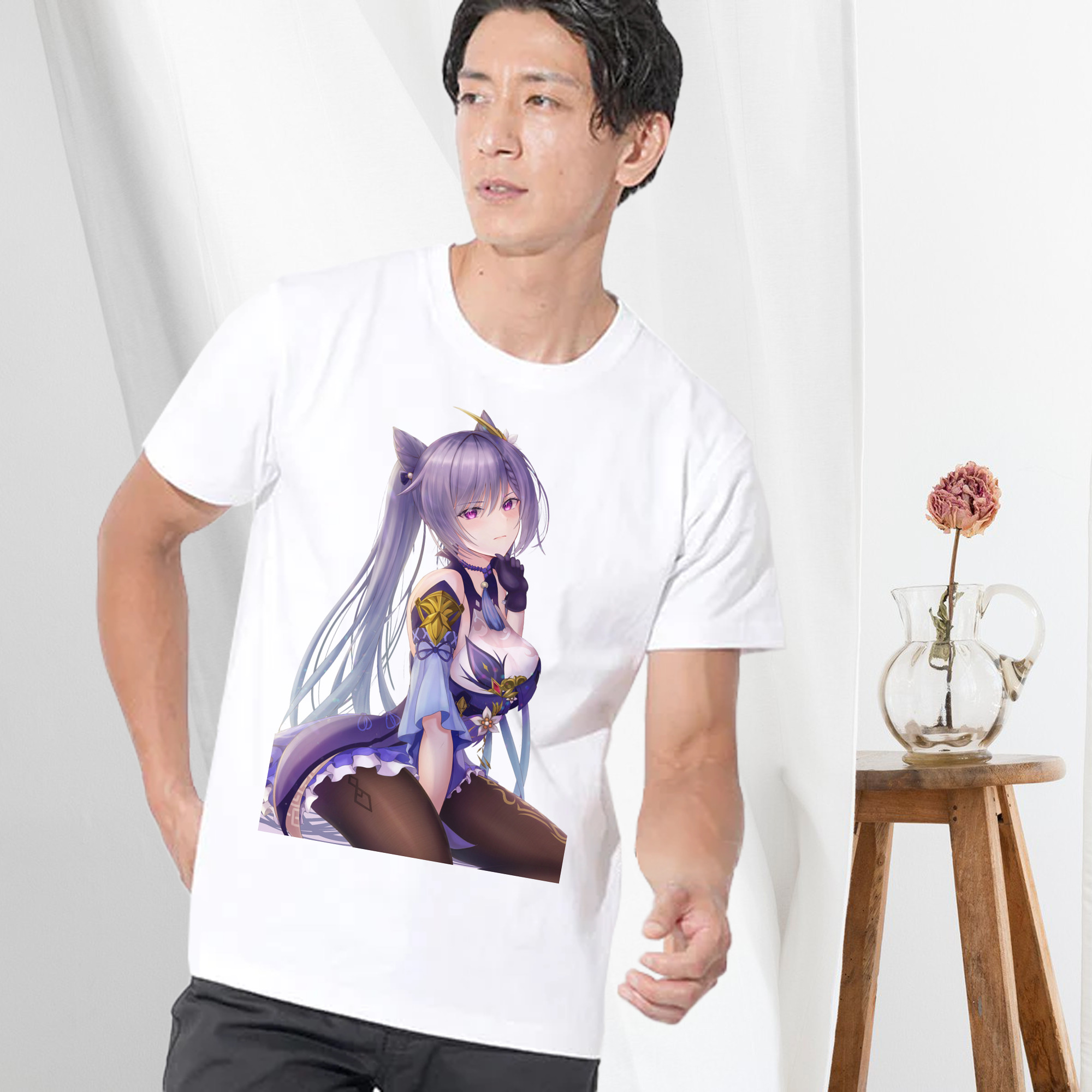 げんし神 刻晴 こくせい genshin Kokusei 綿100％半袖Tシャツ（フロントプリント）