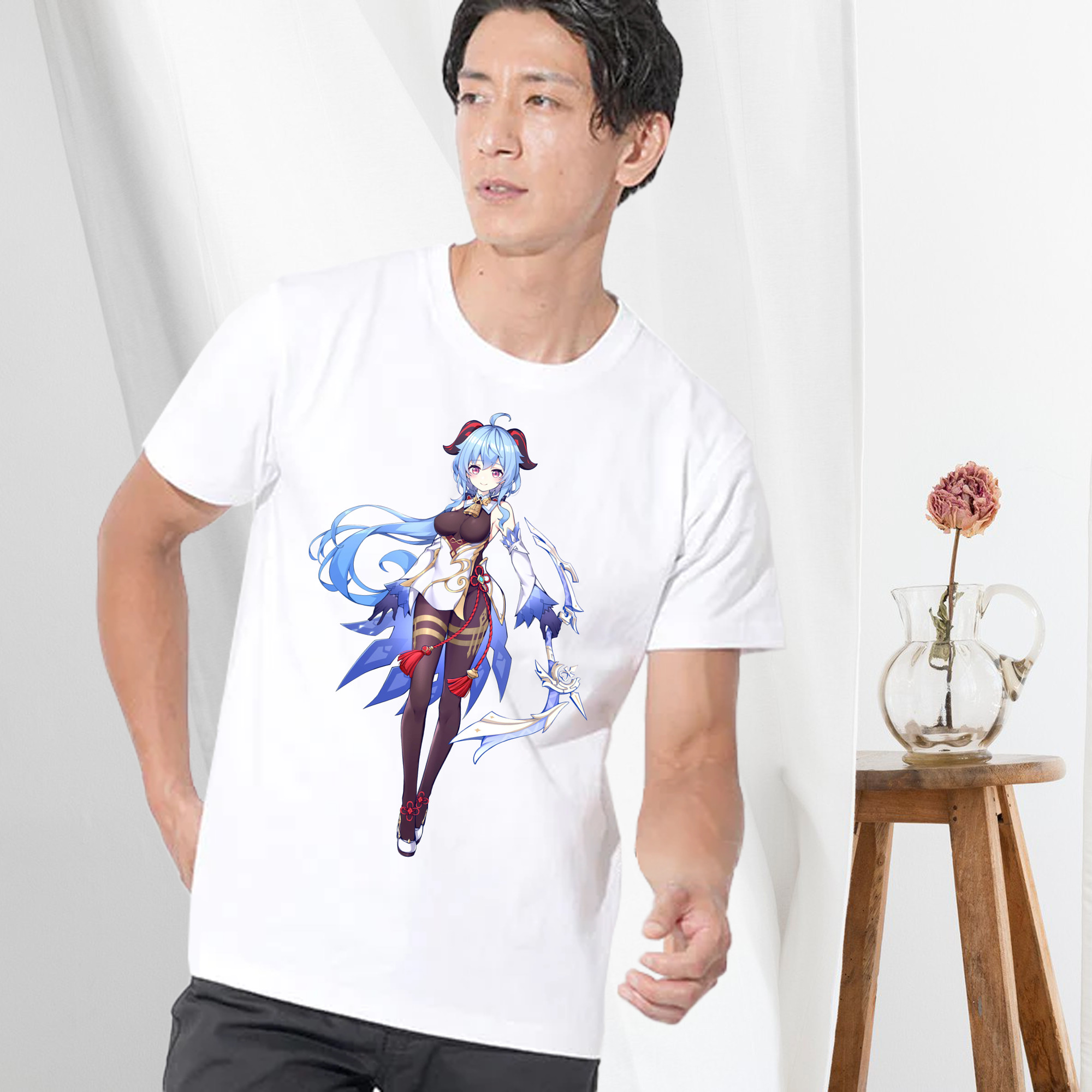 げんし神 甘雨 かんう genshin Ganyu 綿100％半袖Tシャツ（フロントプリント）