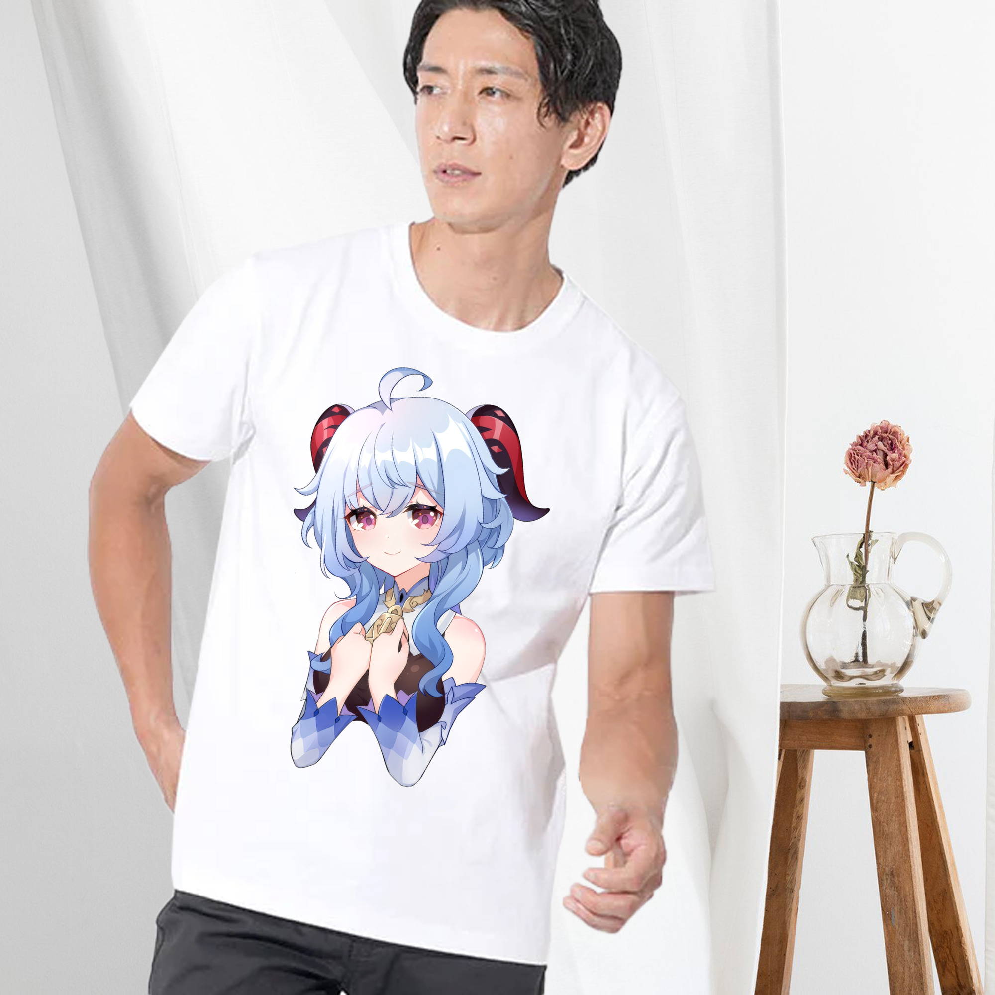 げんし神 甘雨 かんう genshin Ganyu 綿100％半袖Tシャツ（フロントプリント）