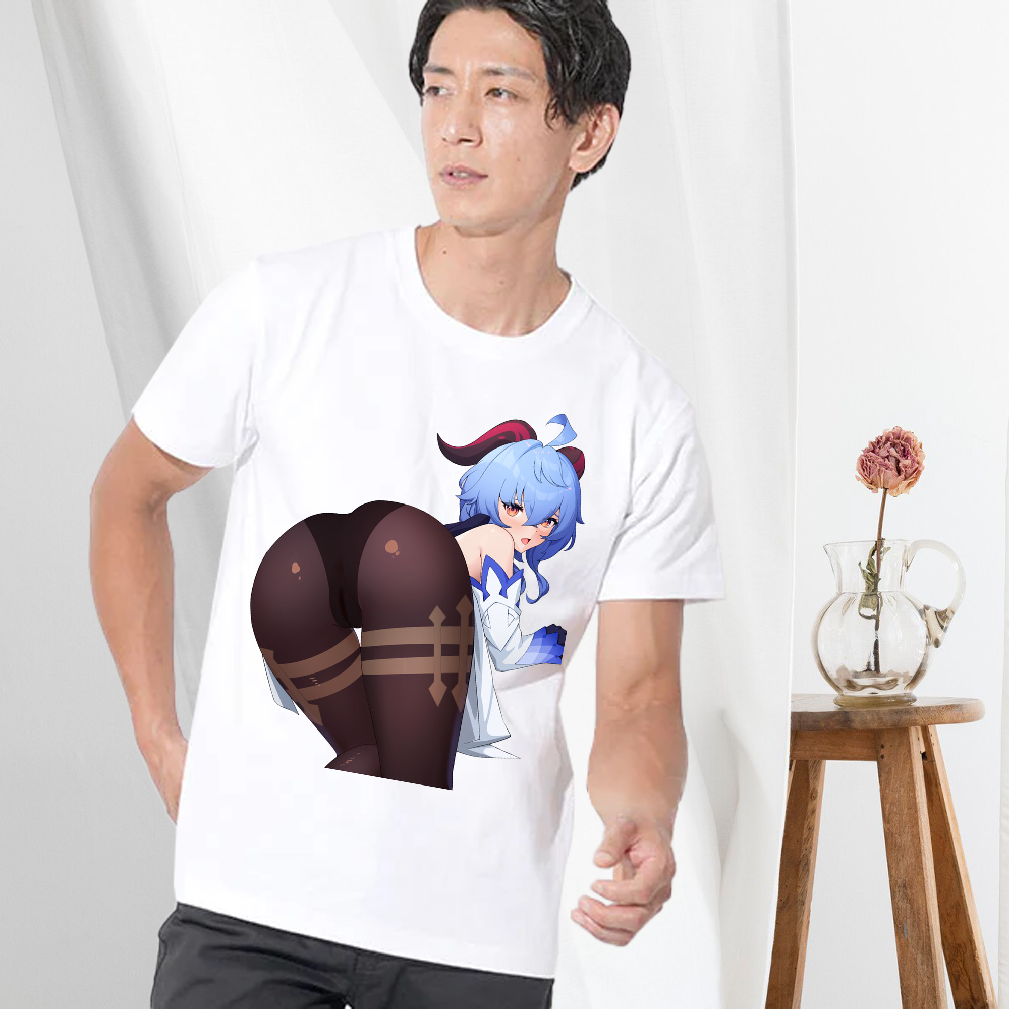 げんし神 甘雨 かんう genshin Ganyu 綿100％半袖Tシャツ（フロントプリント）