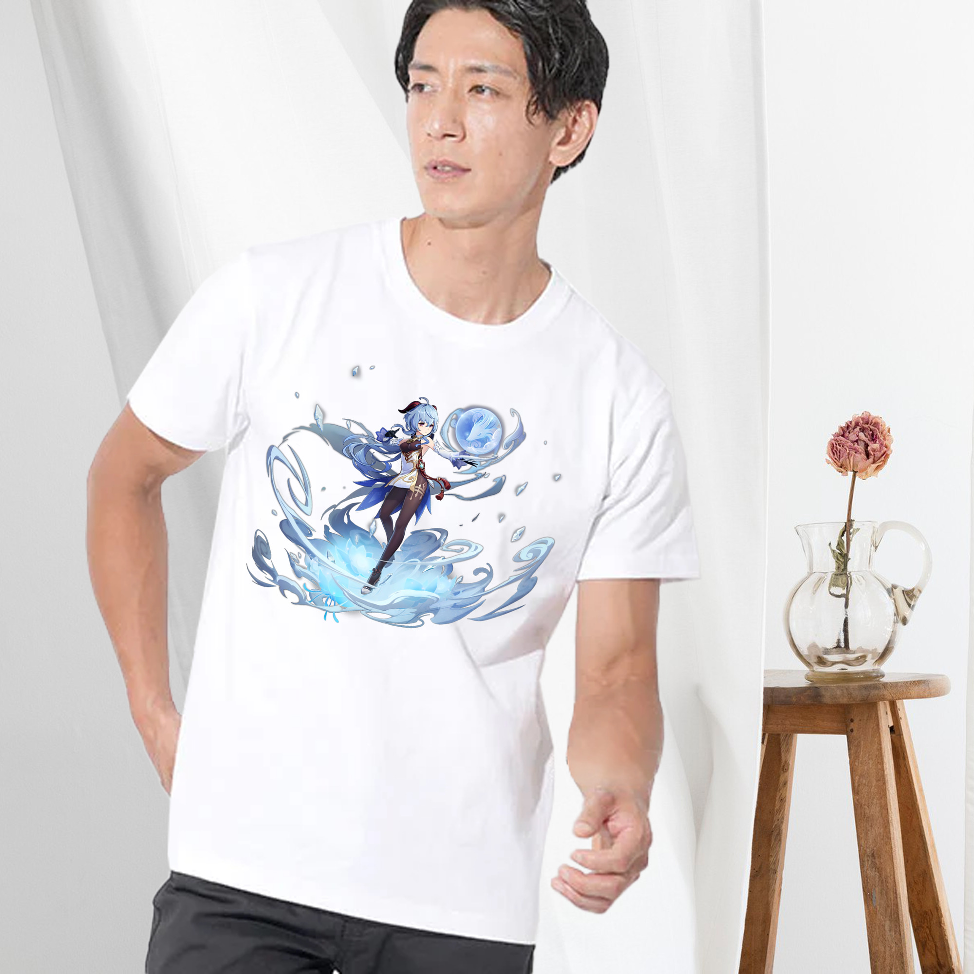 げんし神 甘雨 かんう genshin Ganyu 綿100％半袖Tシャツ（フロントプリント）