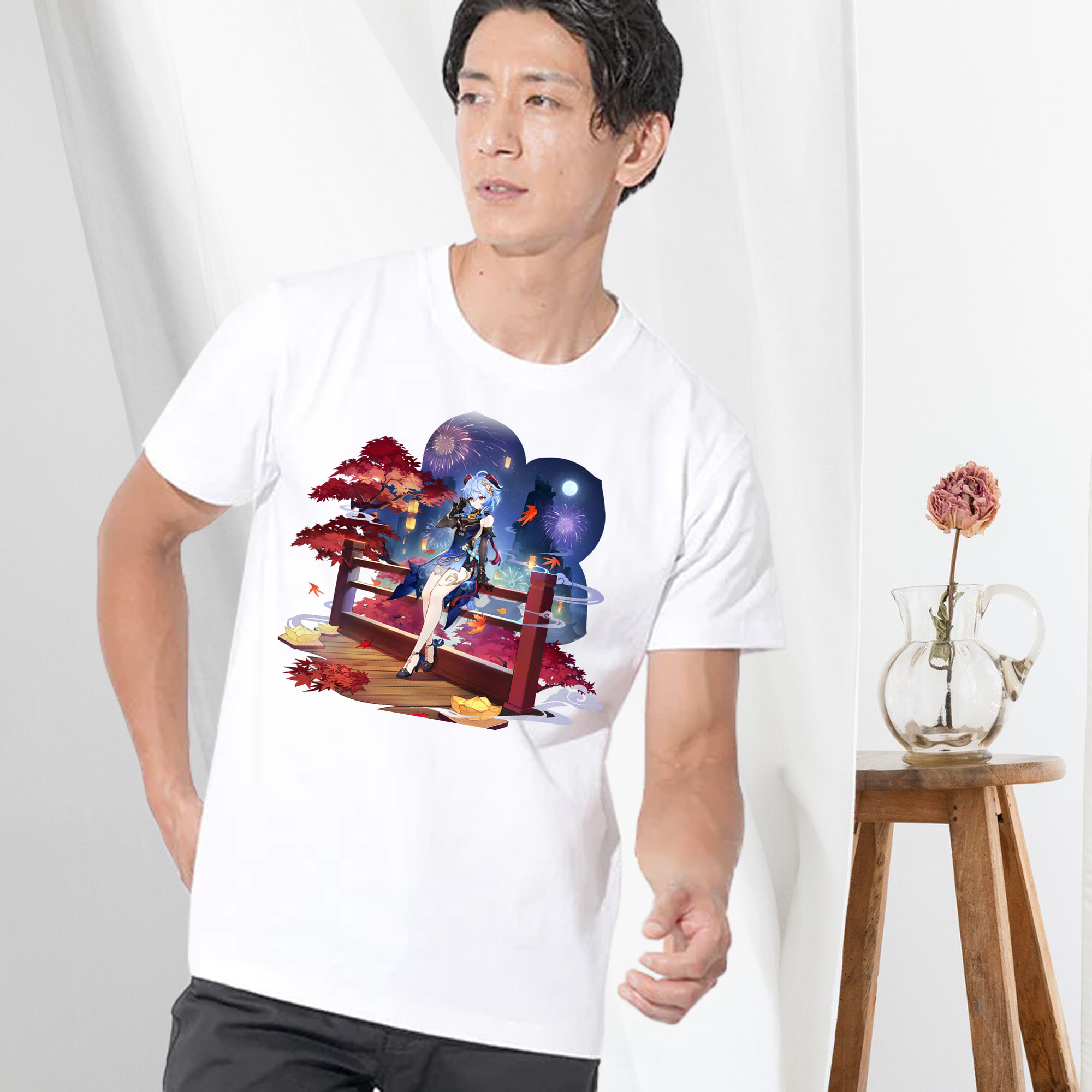 げんし神 甘雨 かんう genshin Ganyu 綿100％半袖Tシャツ（フロントプリント）