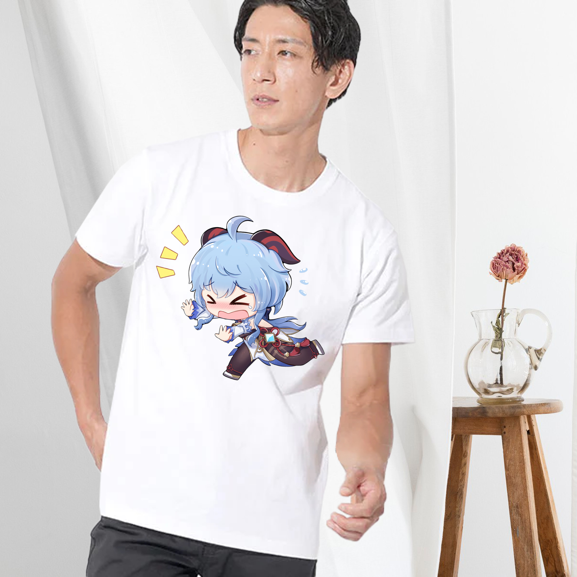 げんし神 甘雨 かんう genshin Ganyu 綿100％半袖Tシャツ（フロントプリント）