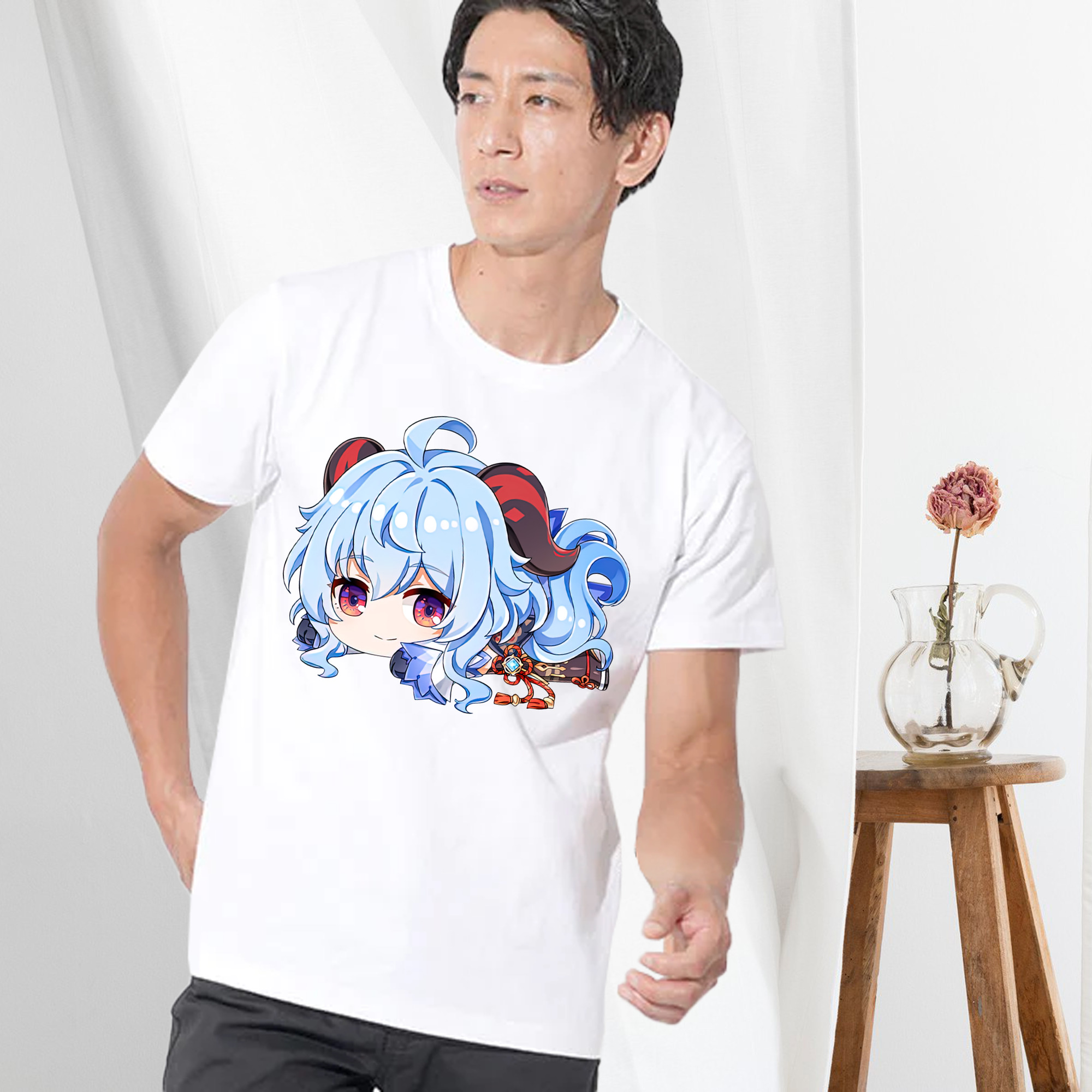 げんし神 甘雨 かんう genshin Ganyu 綿100％半袖Tシャツ（フロントプリント）