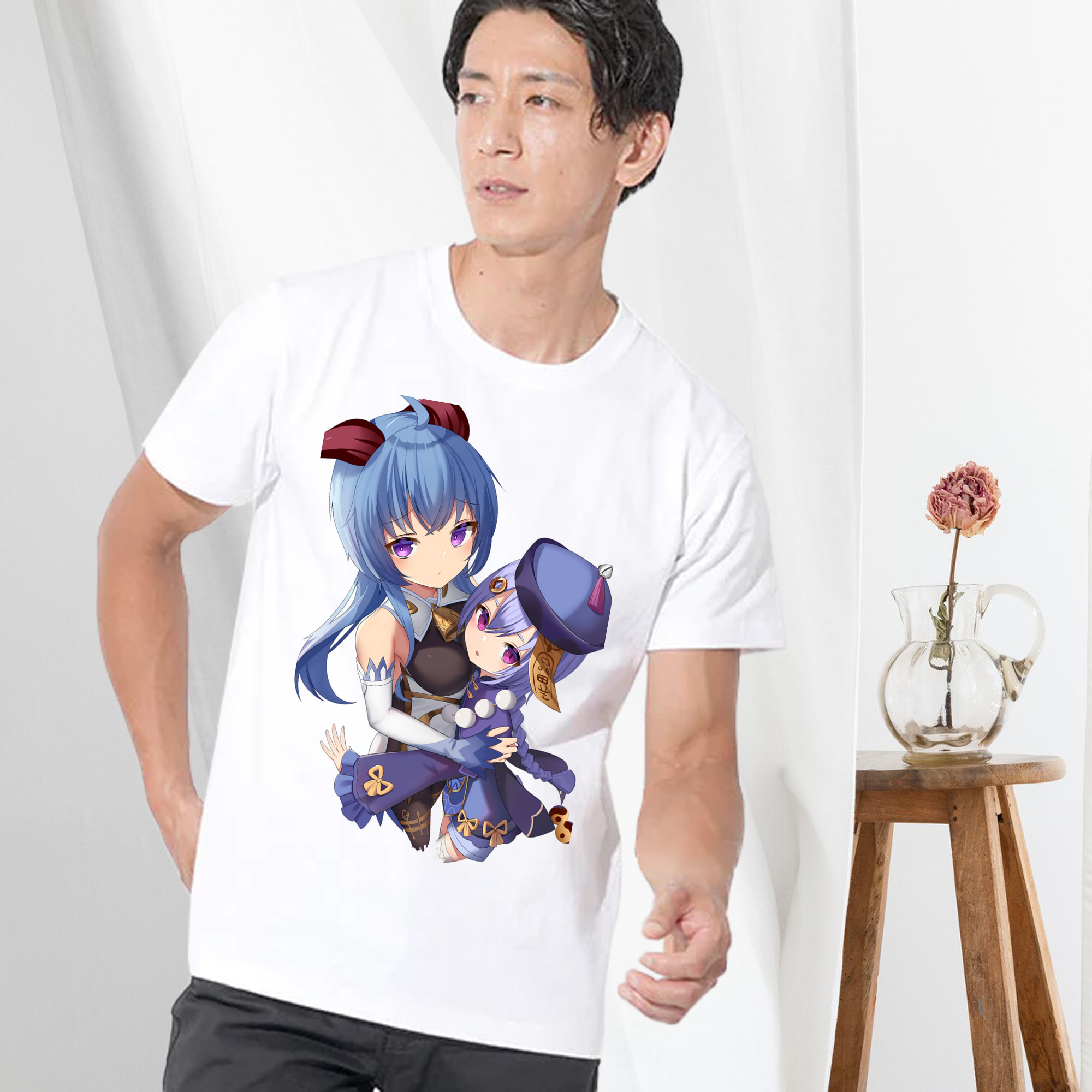 げんし神 甘雨 かんう genshin Ganyu 綿100％半袖Tシャツ（フロントプリント）