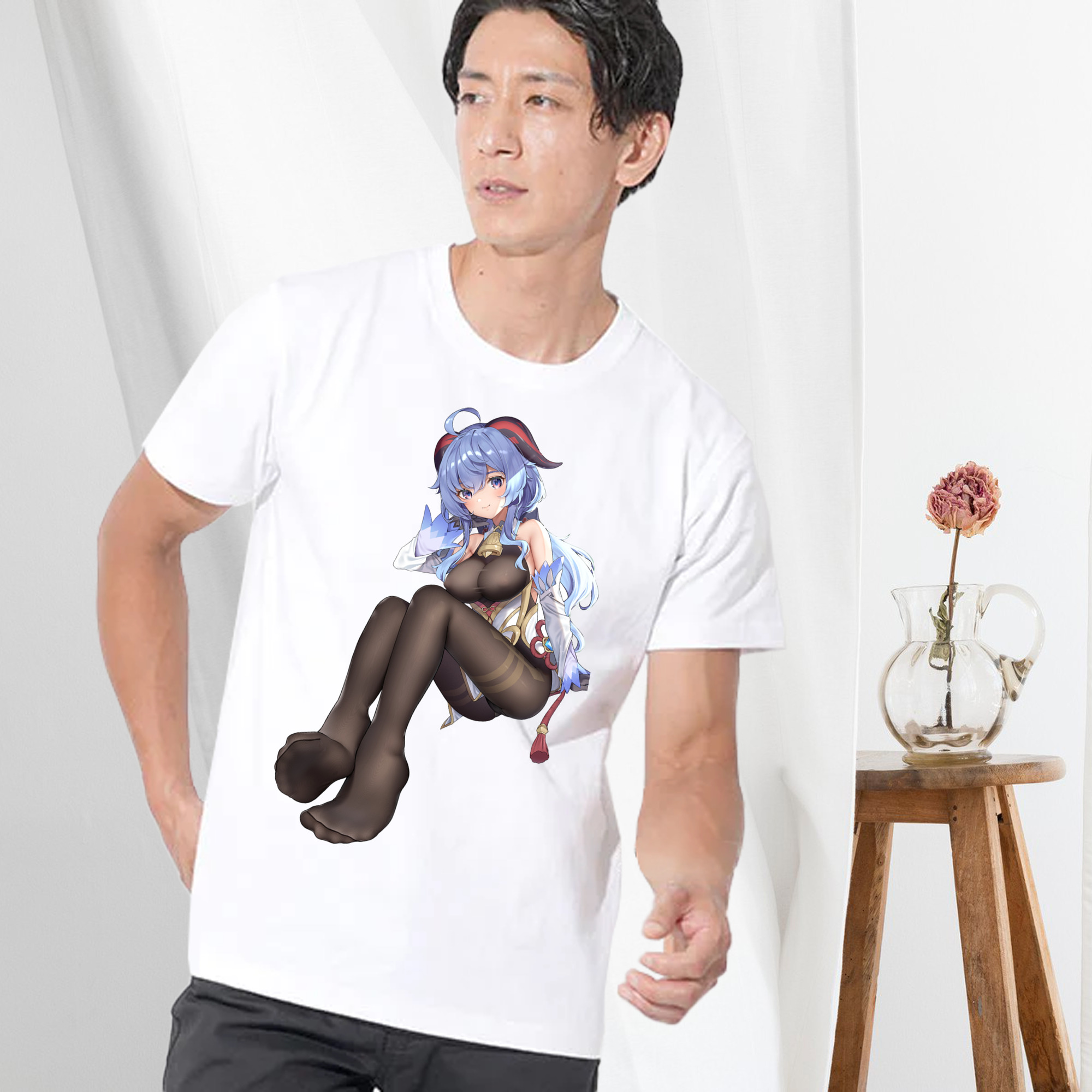 げんし神 甘雨 かんう genshin Ganyu 綿100％半袖Tシャツ（フロントプリント）