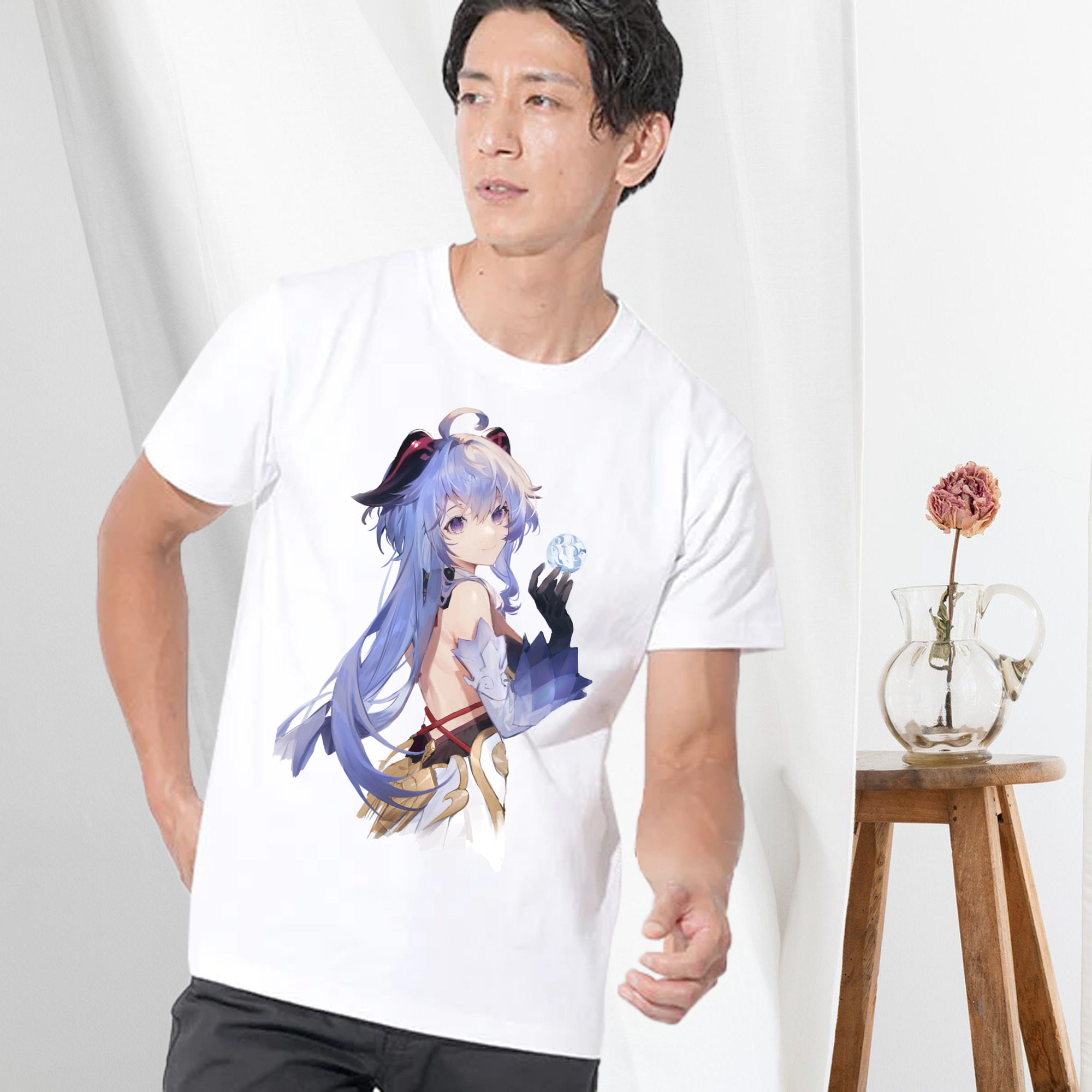 げんし神 甘雨 かんう genshin Ganyu 綿100％半袖Tシャツ（フロントプリント）