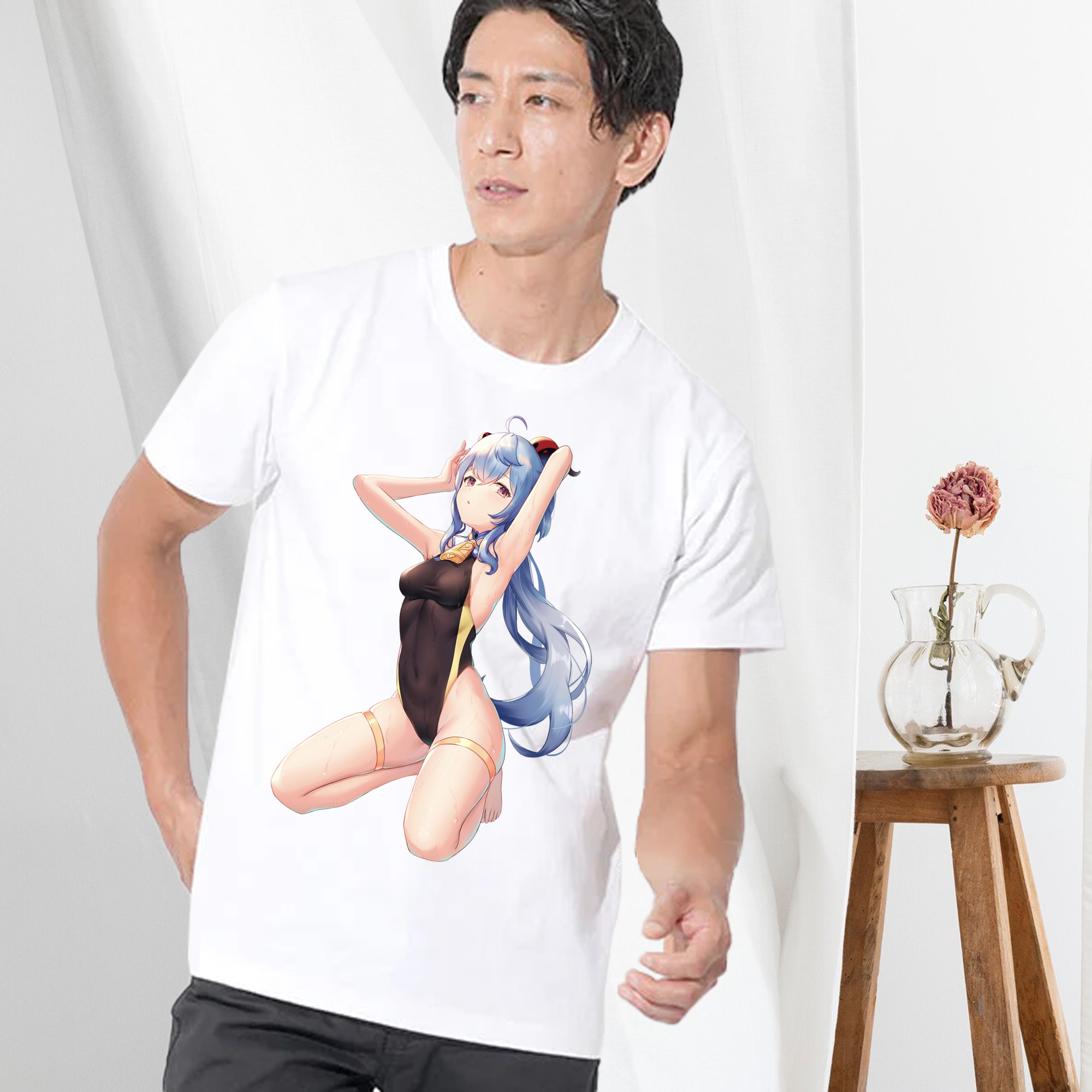 げんし神 甘雨 かんう genshin Ganyu 綿100％半袖Tシャツ（フロントプリント）