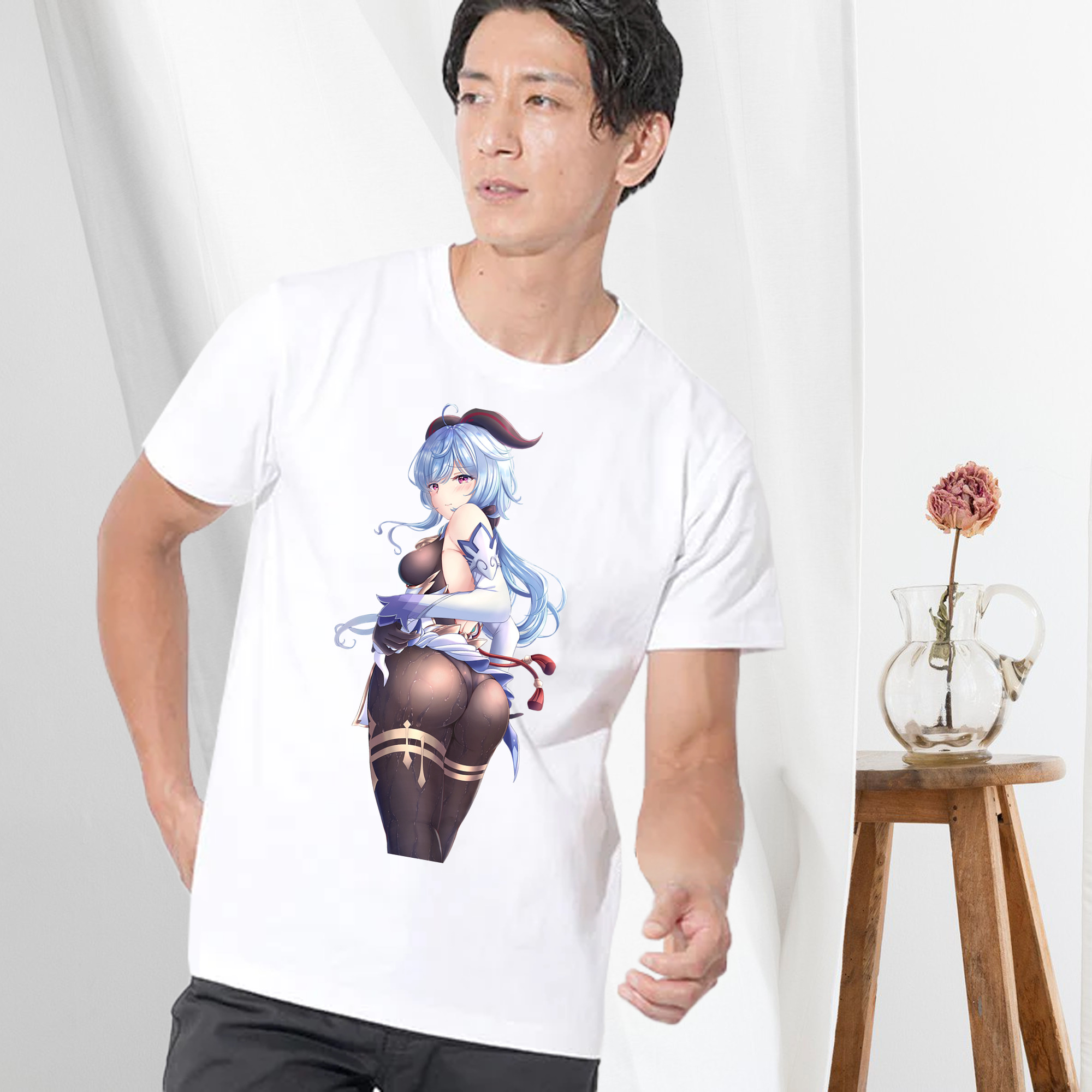 げんし神 甘雨 かんう genshin Ganyu 綿100％半袖Tシャツ（フロントプリント）