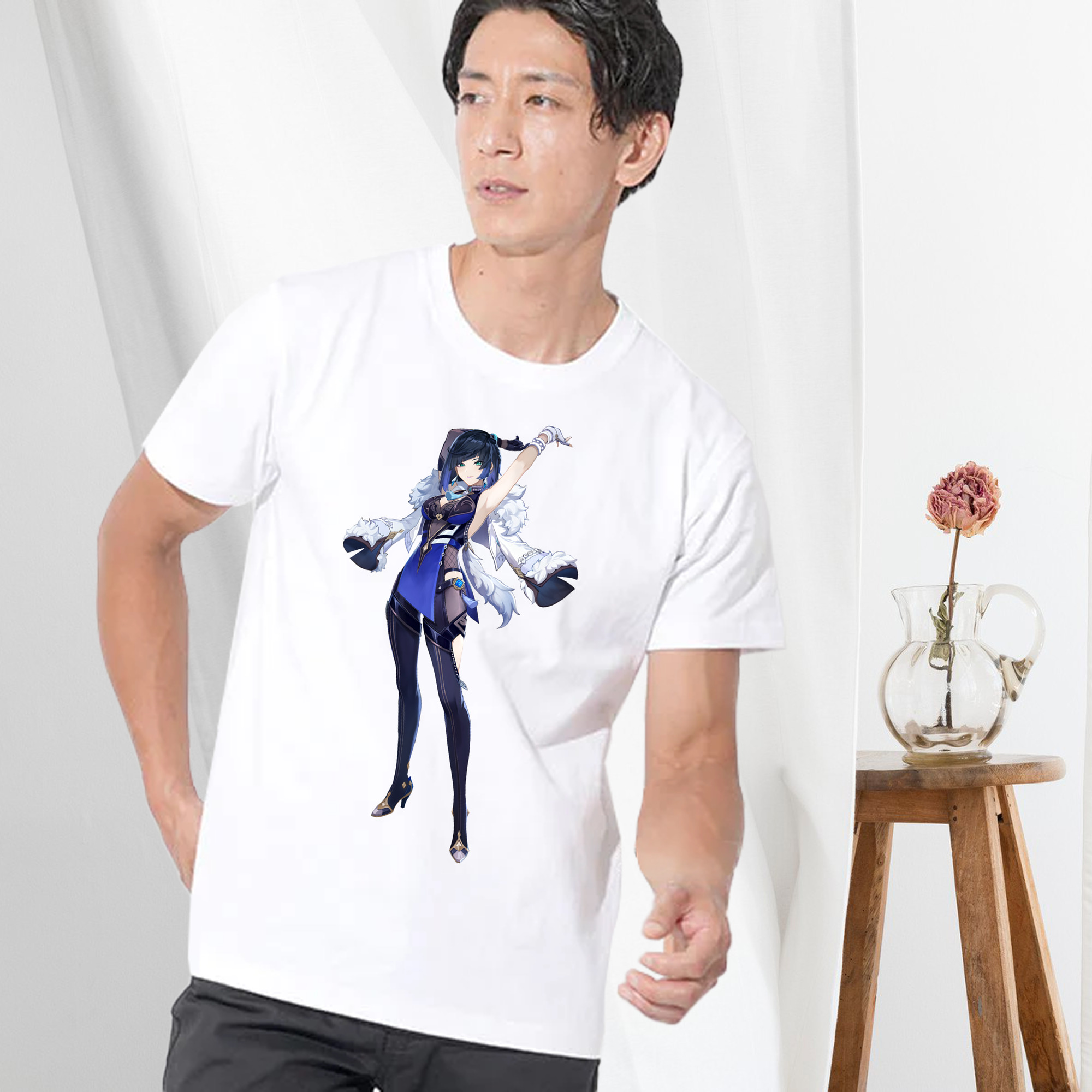 げんし神 夜兰 やらん genshin Yaran 綿100％半袖Tシャツ（フロントプリント）