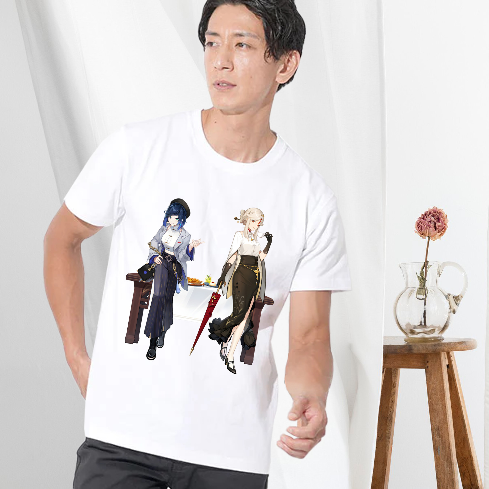 げんし神 夜兰 やらん genshin Yaran 綿100％半袖Tシャツ（フロントプリント）