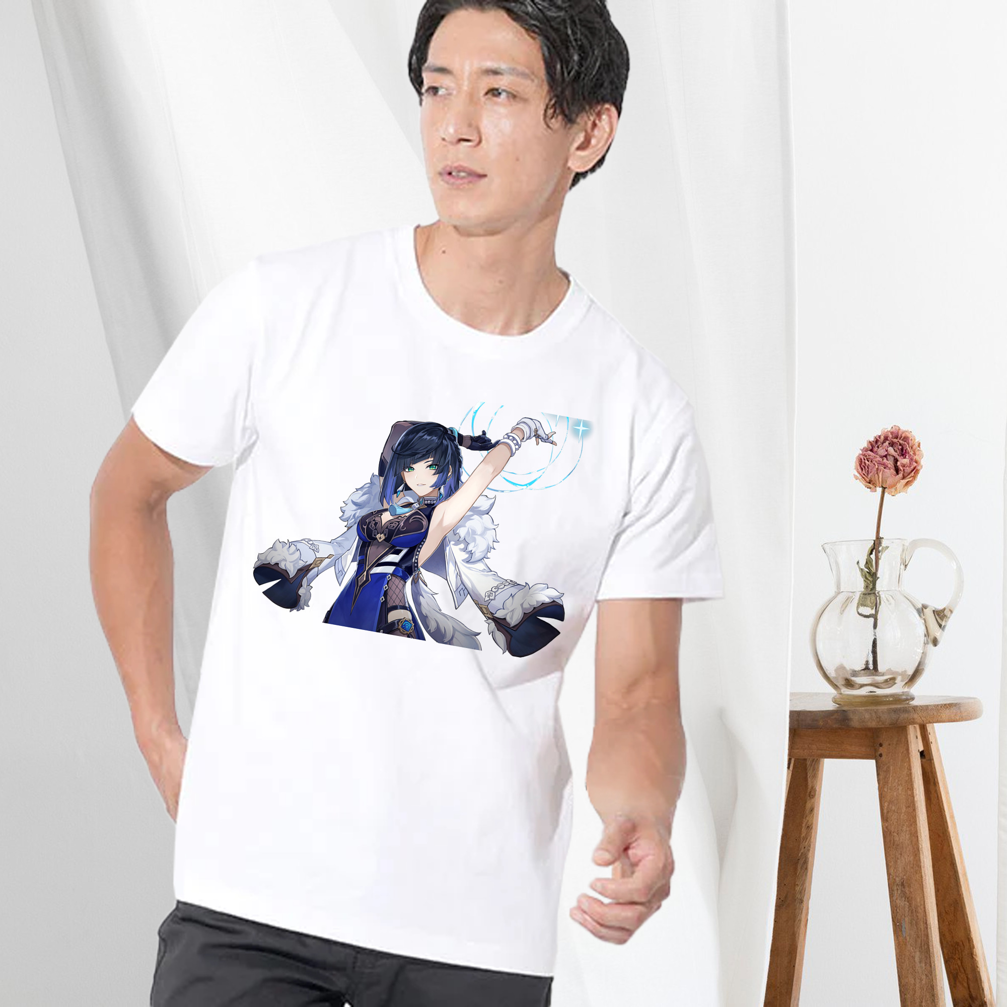 げんし神 夜兰 やらん genshin Yaran 綿100％半袖Tシャツ（フロントプリント）