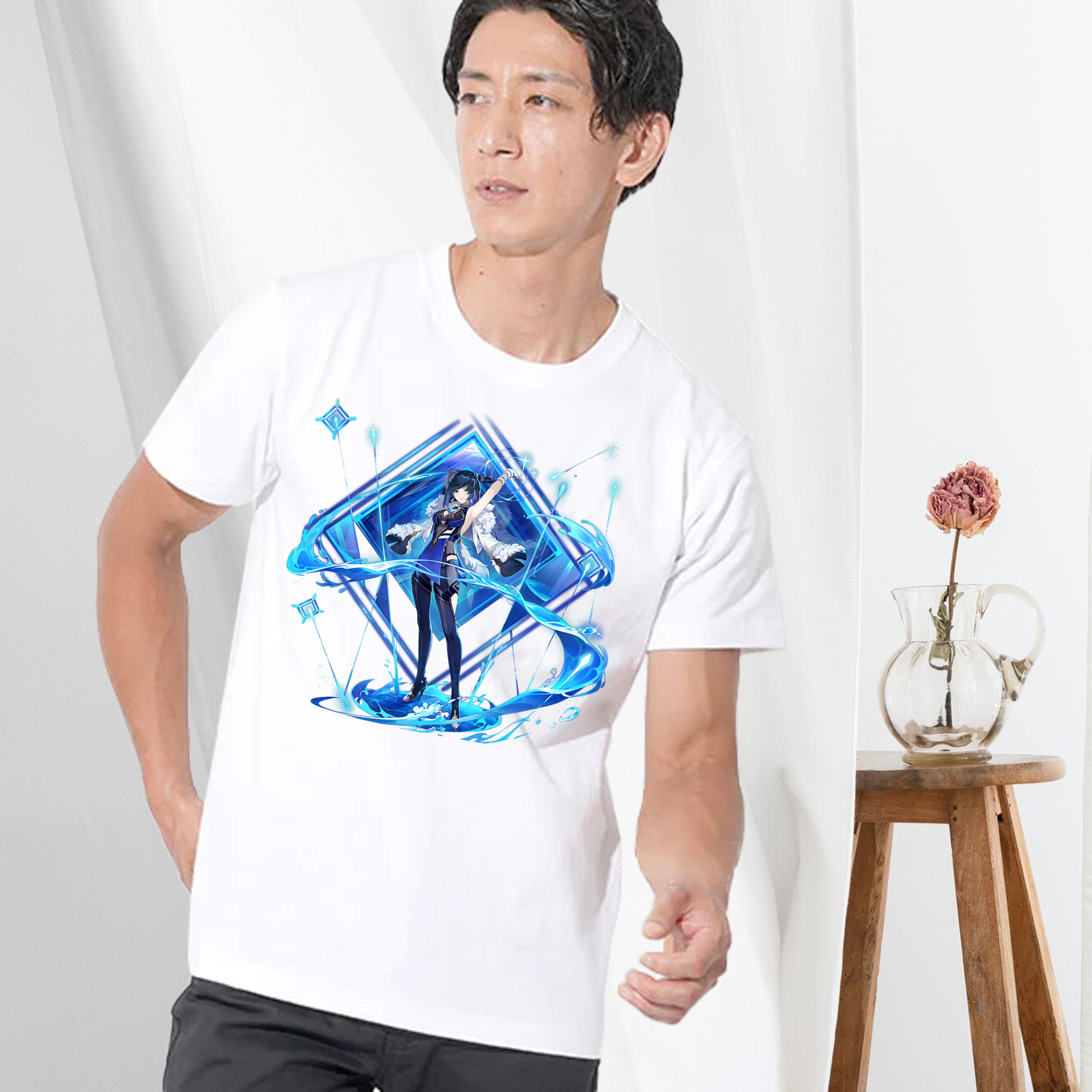 げんし神 夜兰 やらん genshin Yaran 綿100％半袖Tシャツ（フロントプリント）