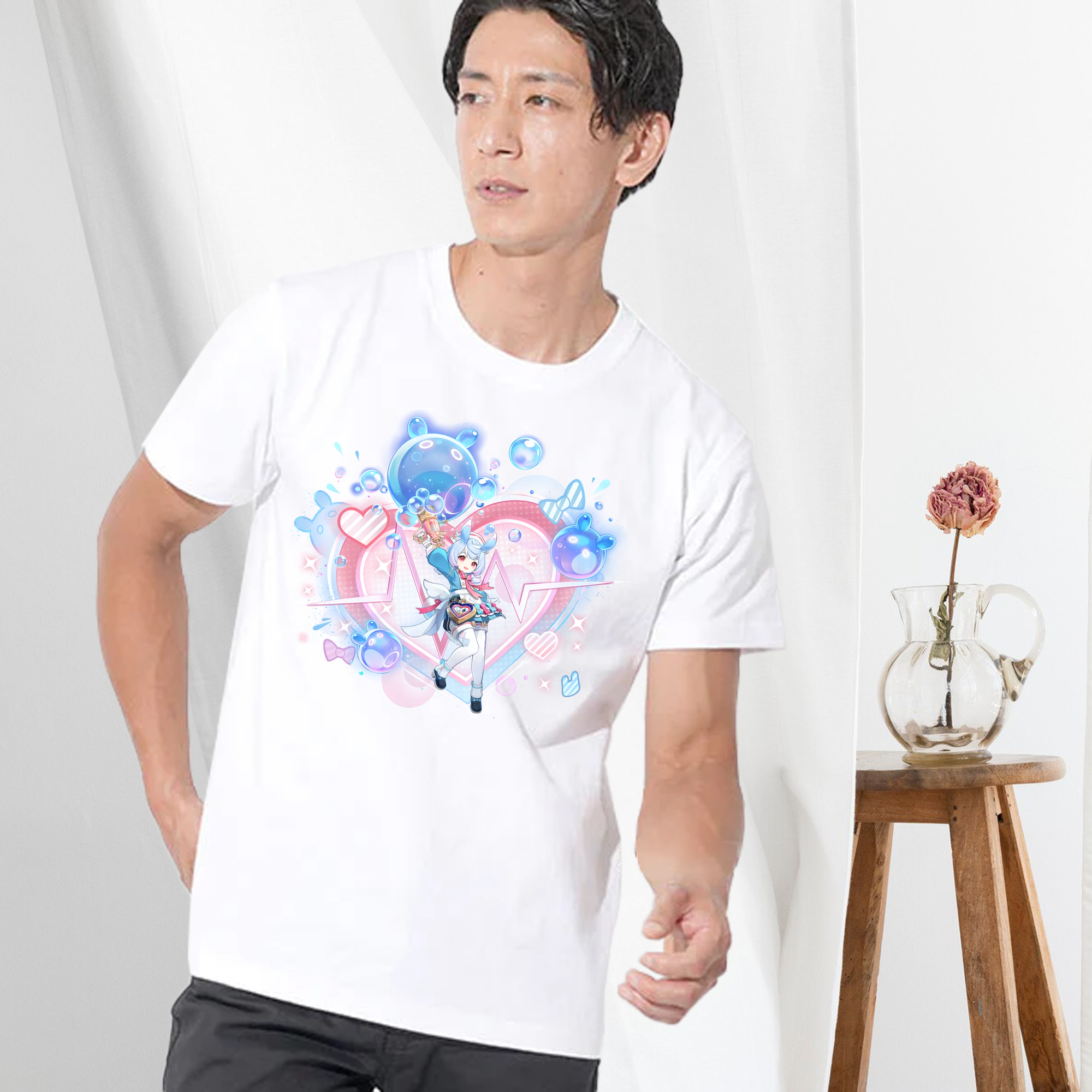 げんし神 シゲウィン genshin Shigewin 綿100％半袖Tシャツ（フロントプリント）